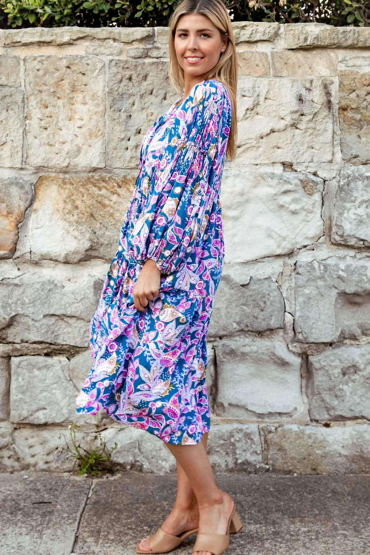 Chloe 3/4 Sleeves Midi Dress