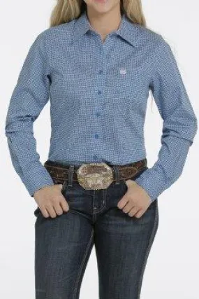 Cinch Women's Blue & White Button Up Western Shirt MSW9164181
