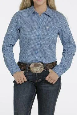 Cinch Women's Blue & White Button Up Western Shirt MSW9164181