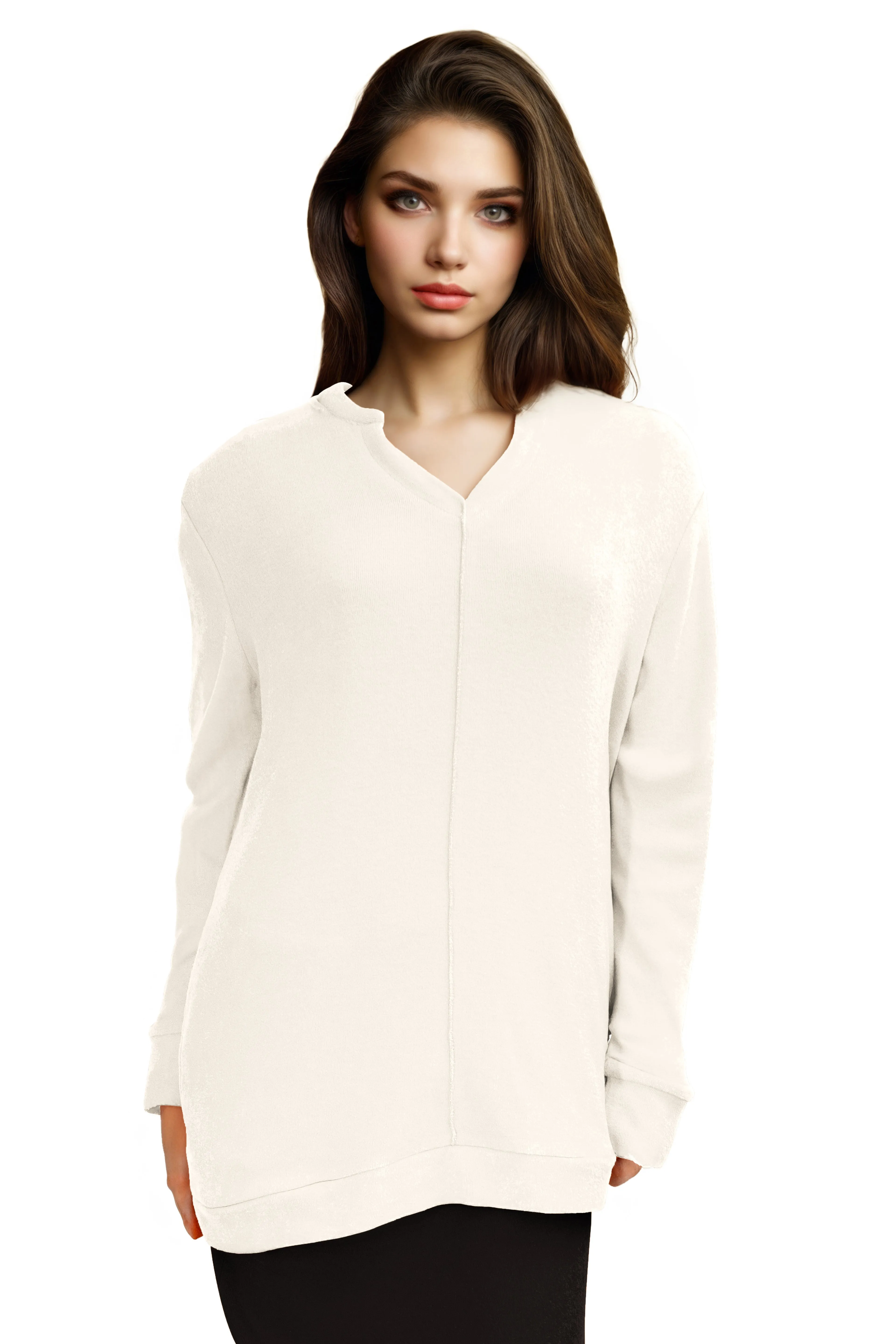 Comfort Luxe Collection Cozy Knit V Neck Tunic
