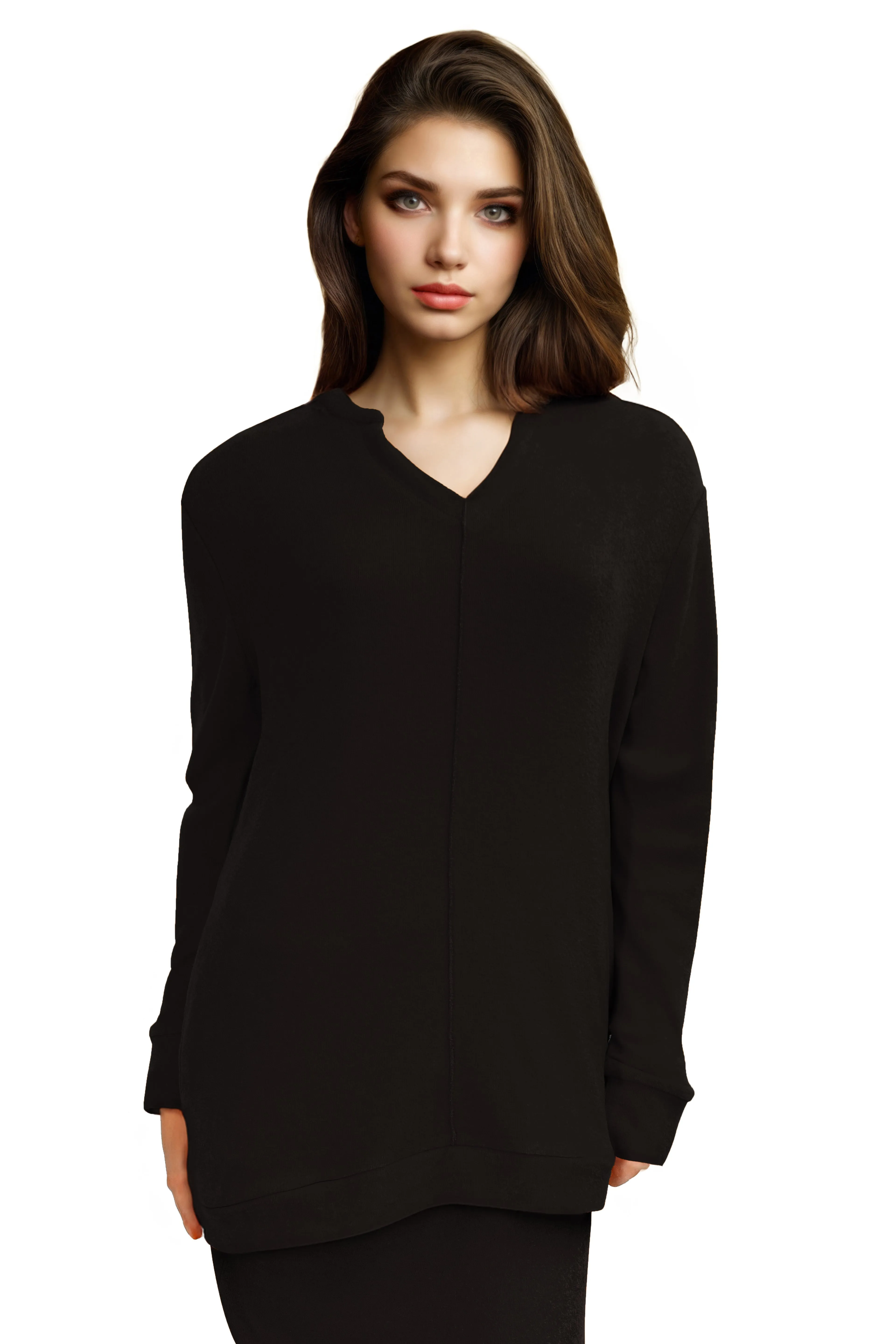 Comfort Luxe Collection Cozy Knit V Neck Tunic
