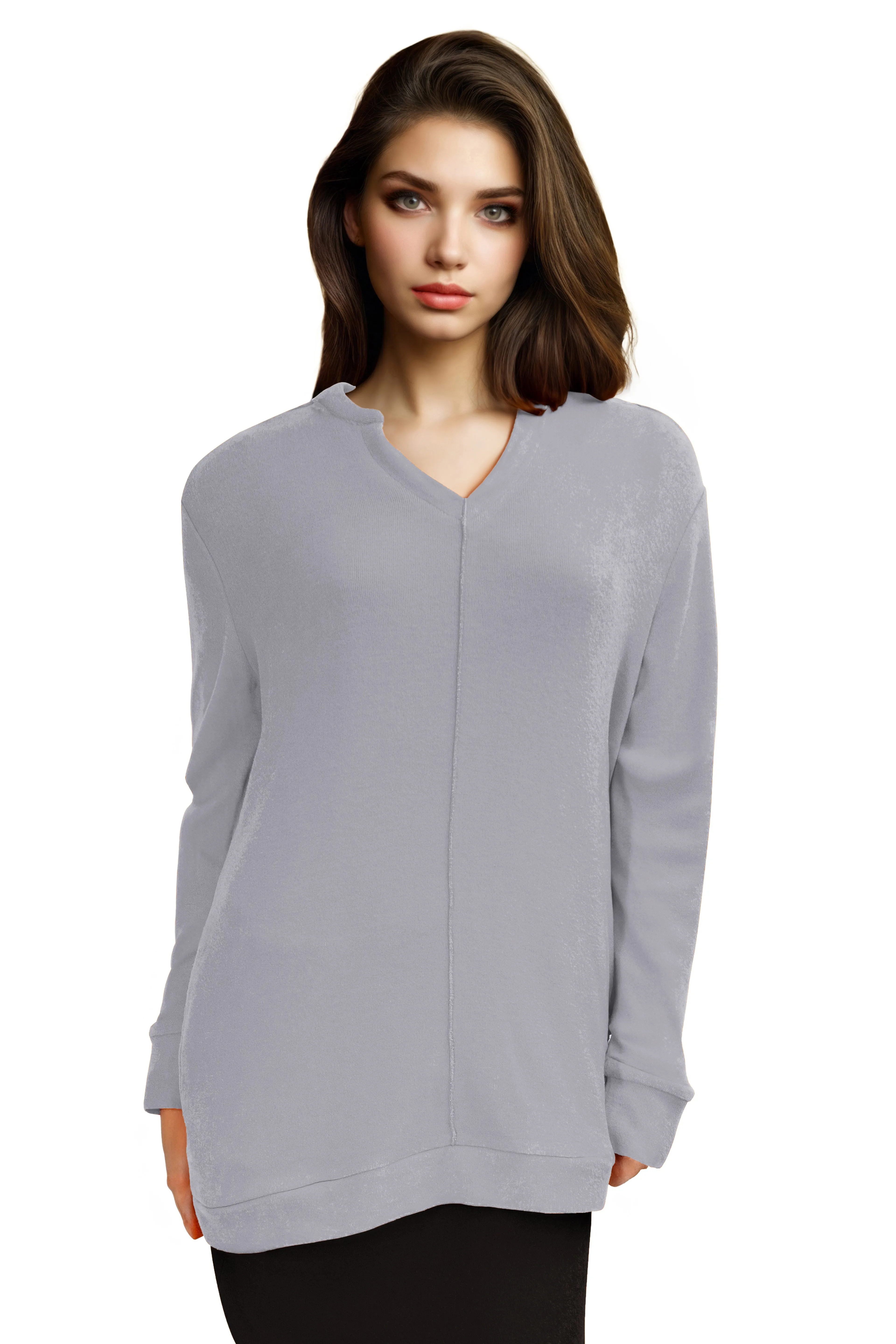 Comfort Luxe Collection Cozy Knit V Neck Tunic