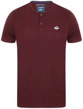 Cook Cotton Jersey T-Shirt with Henley Neckline in Wine Tasting - Le Shark
