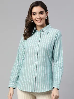 Cottinfab Striped Opaque Cotton Casual Shirt