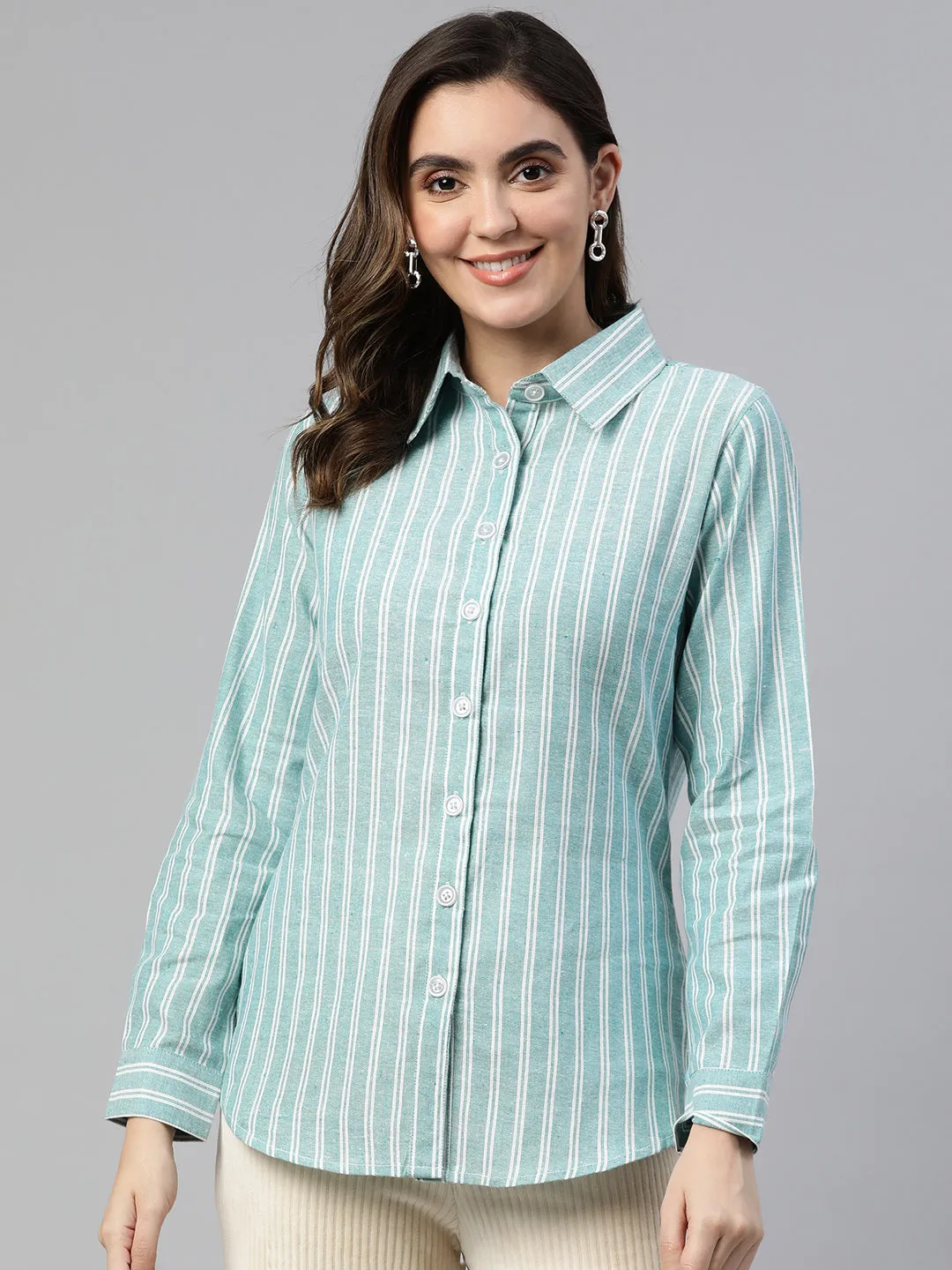 Cottinfab Striped Opaque Cotton Casual Shirt