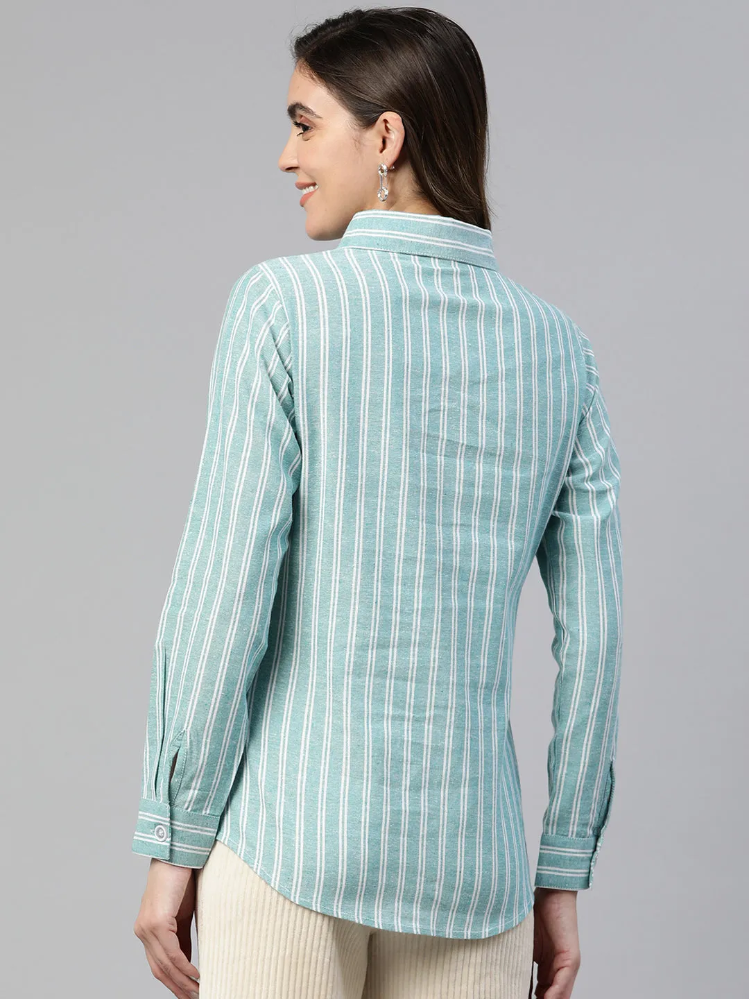 Cottinfab Striped Opaque Cotton Casual Shirt