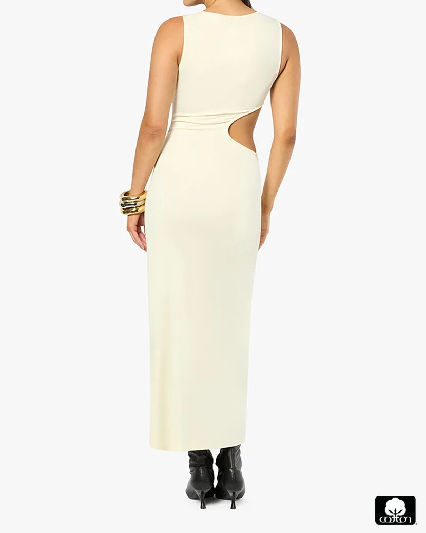 Cut Out Boat Neck Dress