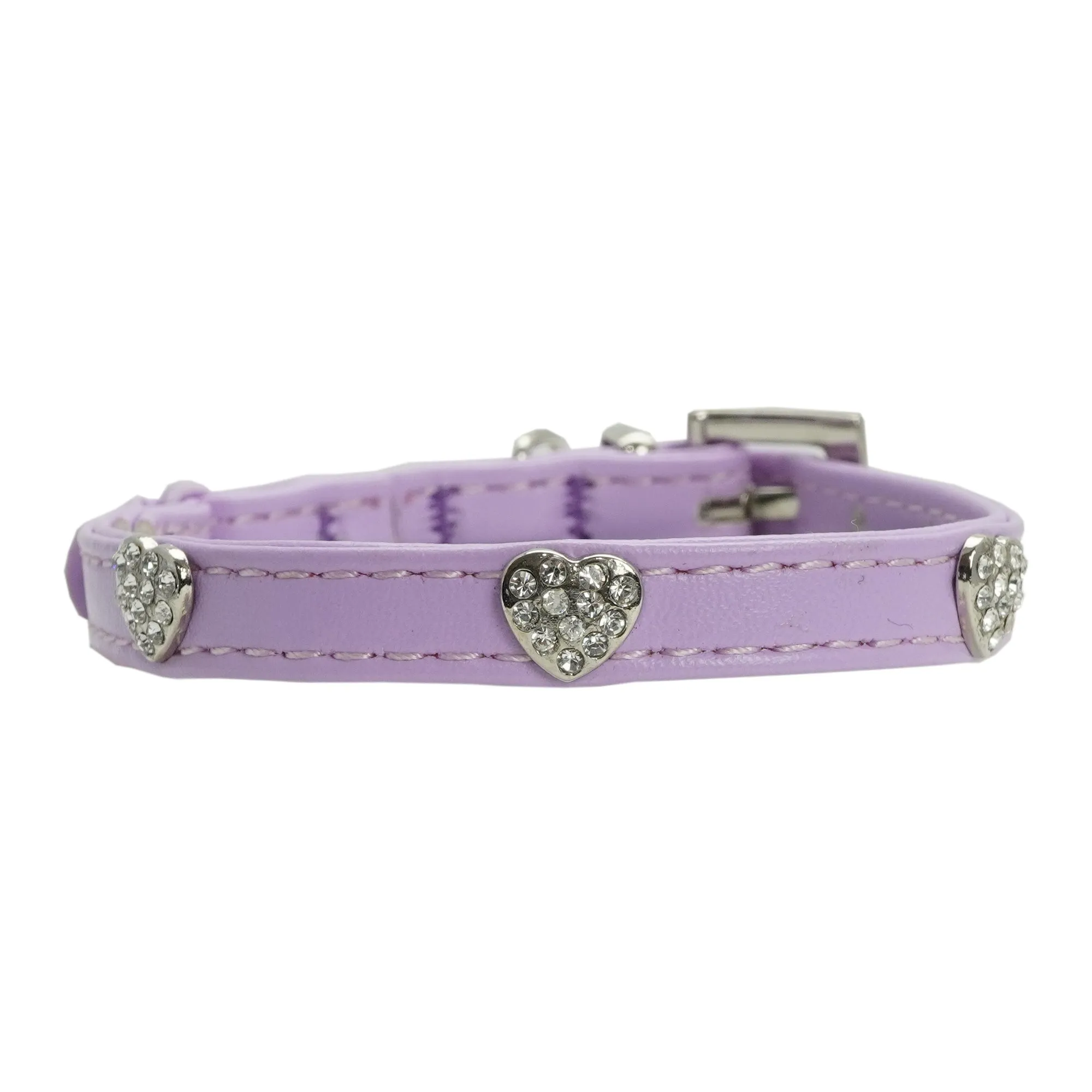Dan & Sam - Vegan Leather Cat Collar (Lilac Hearts)