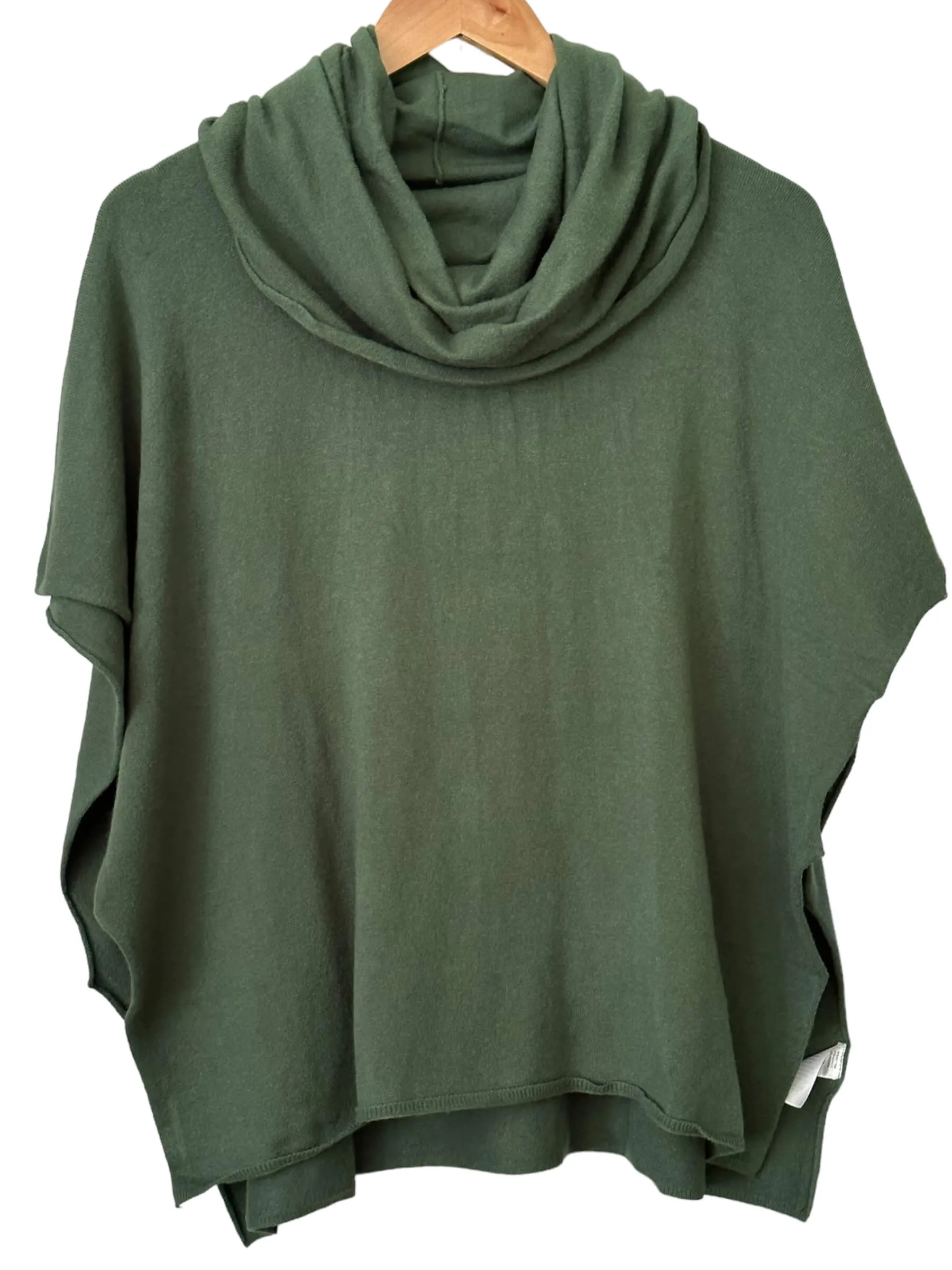 Dark Autumn Olive Cowl Neck Poncho