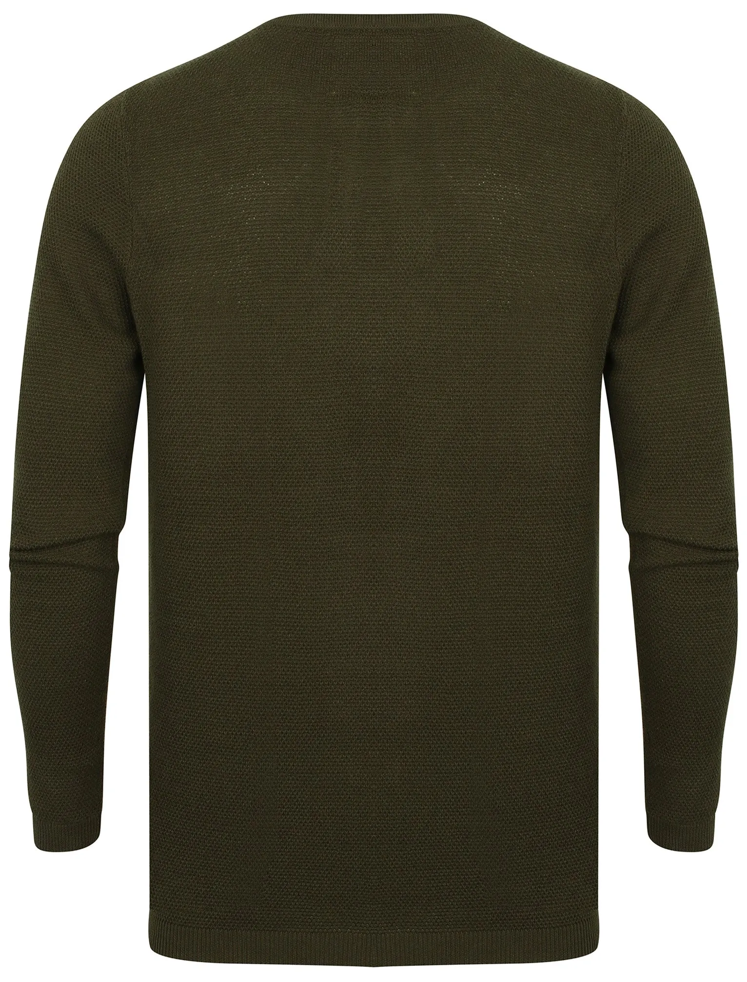 Deluca Henley Neck Textured Jumper In New Khaki - Dissident