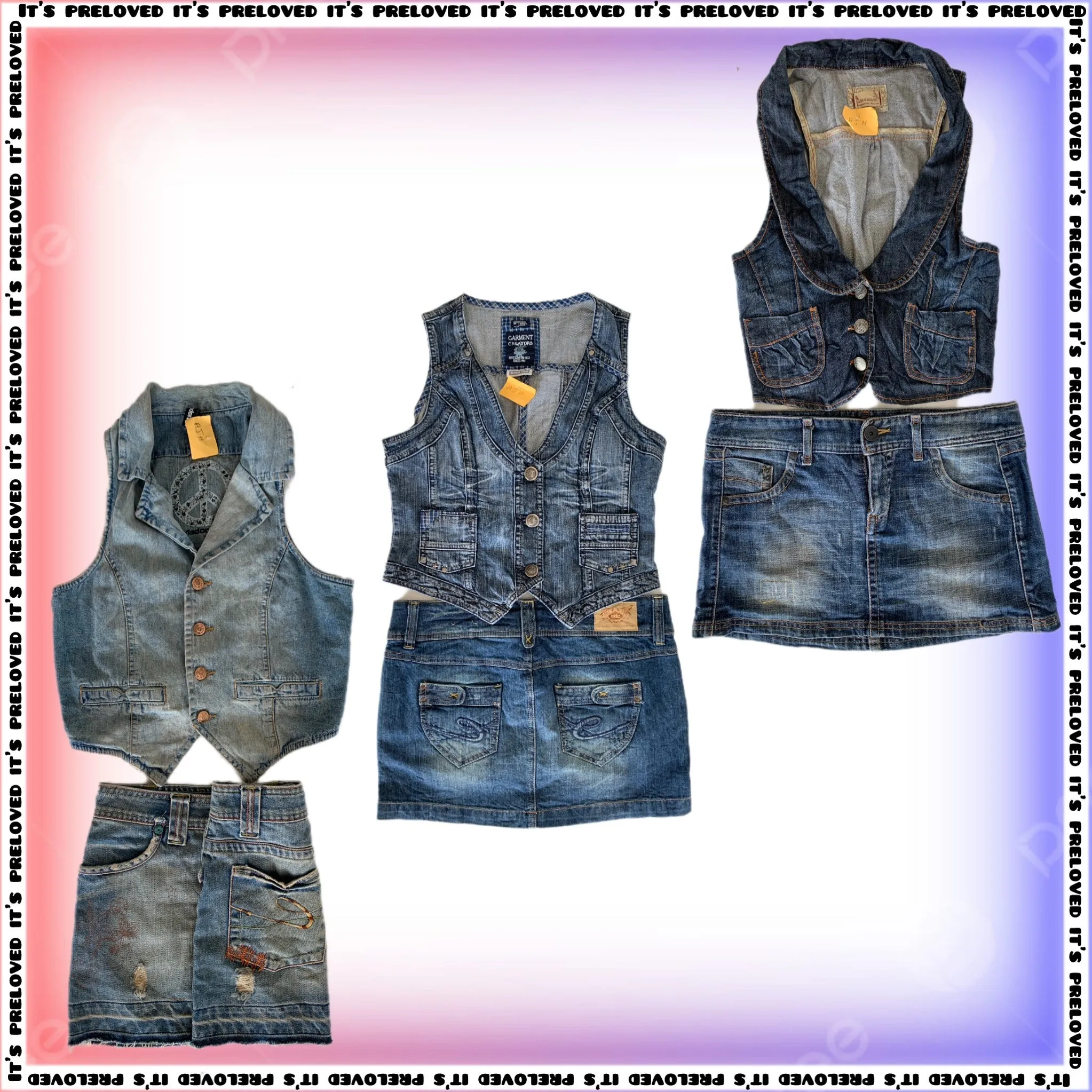 Denim Vest and Micro Mini Skirt Y2K Coords Mix (SS-282)