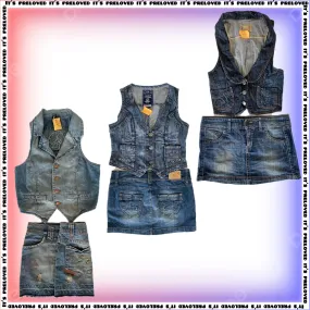 Denim Vest and Micro Mini Skirt Y2K Coords Mix (SS-282)