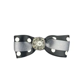 Dog Collar Bow: Black & Gray Polka Dot Dog Collar Bow