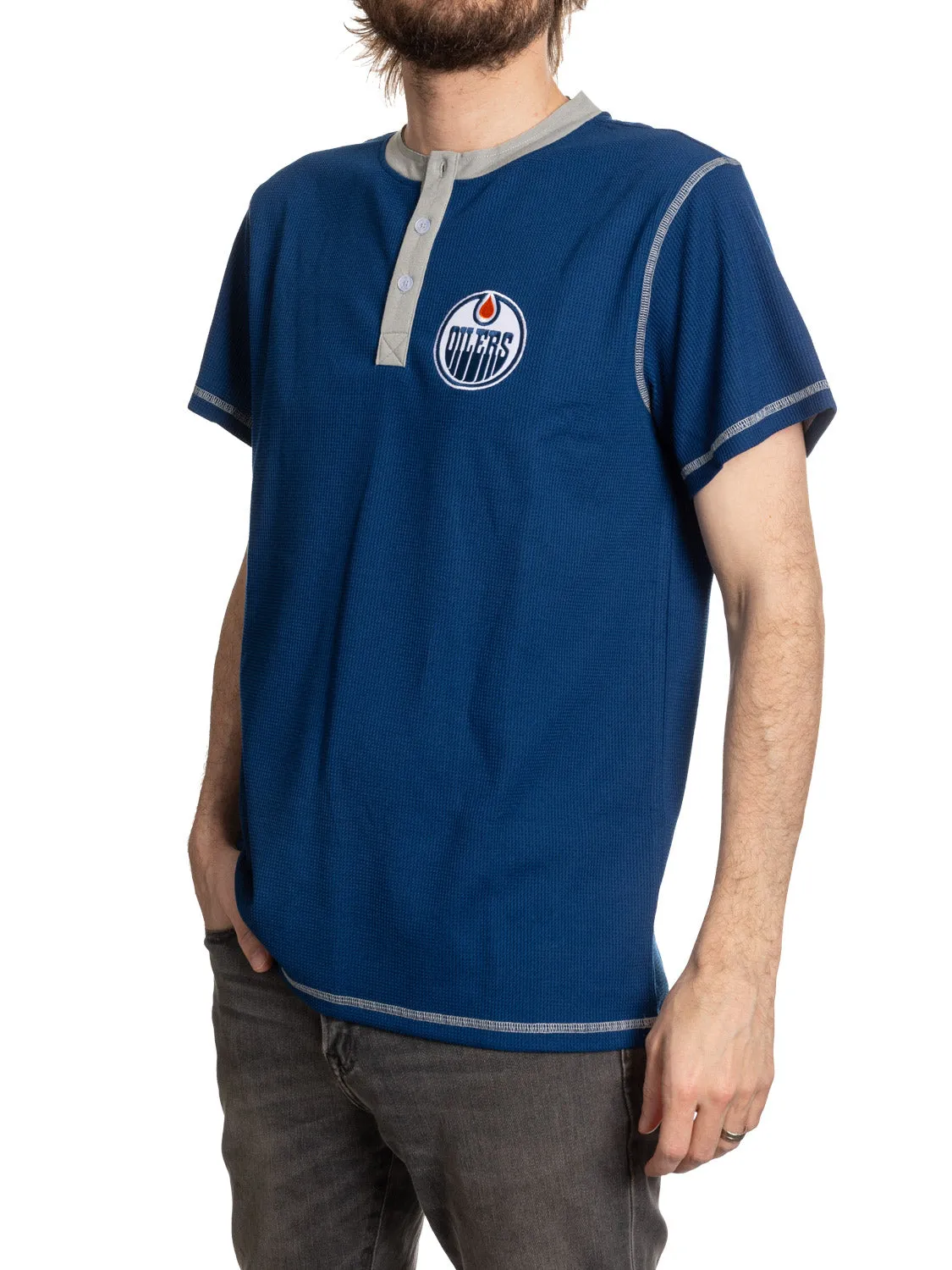 Edmonton Oilers Waffle Henley Shirt