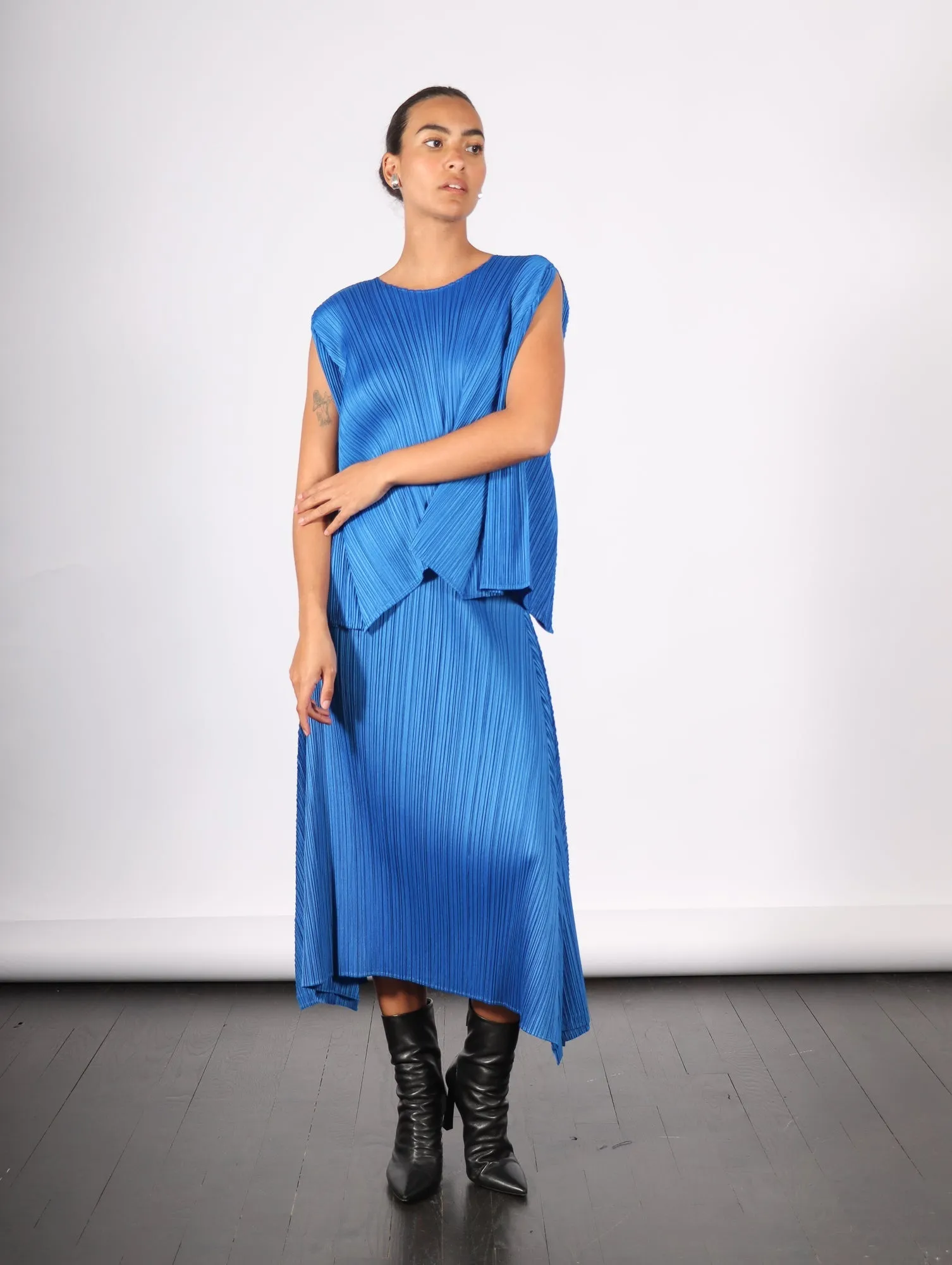 Efficient Square Skirt in Blue by Pleats Please Issey Miyake