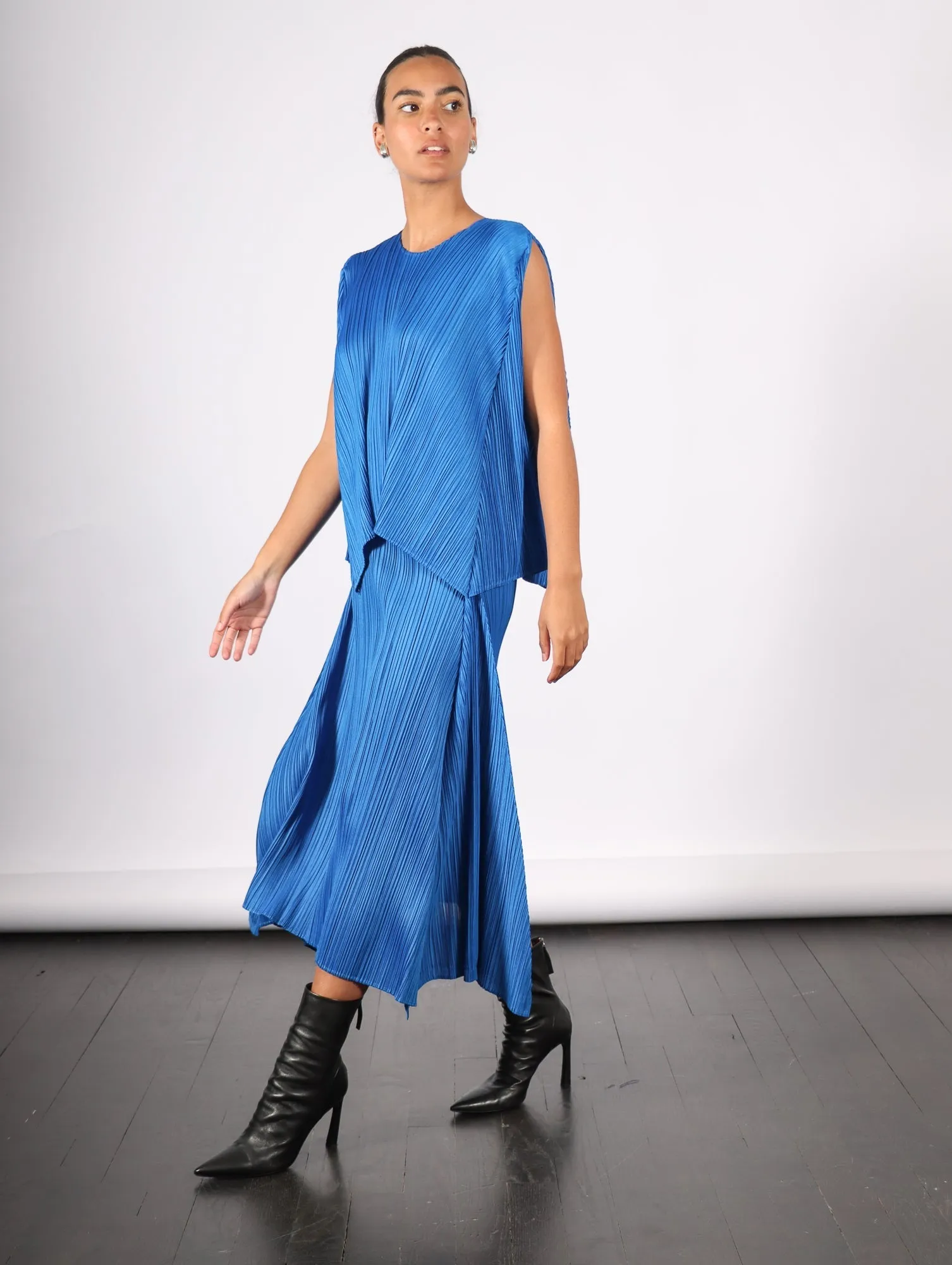 Efficient Square Skirt in Blue by Pleats Please Issey Miyake