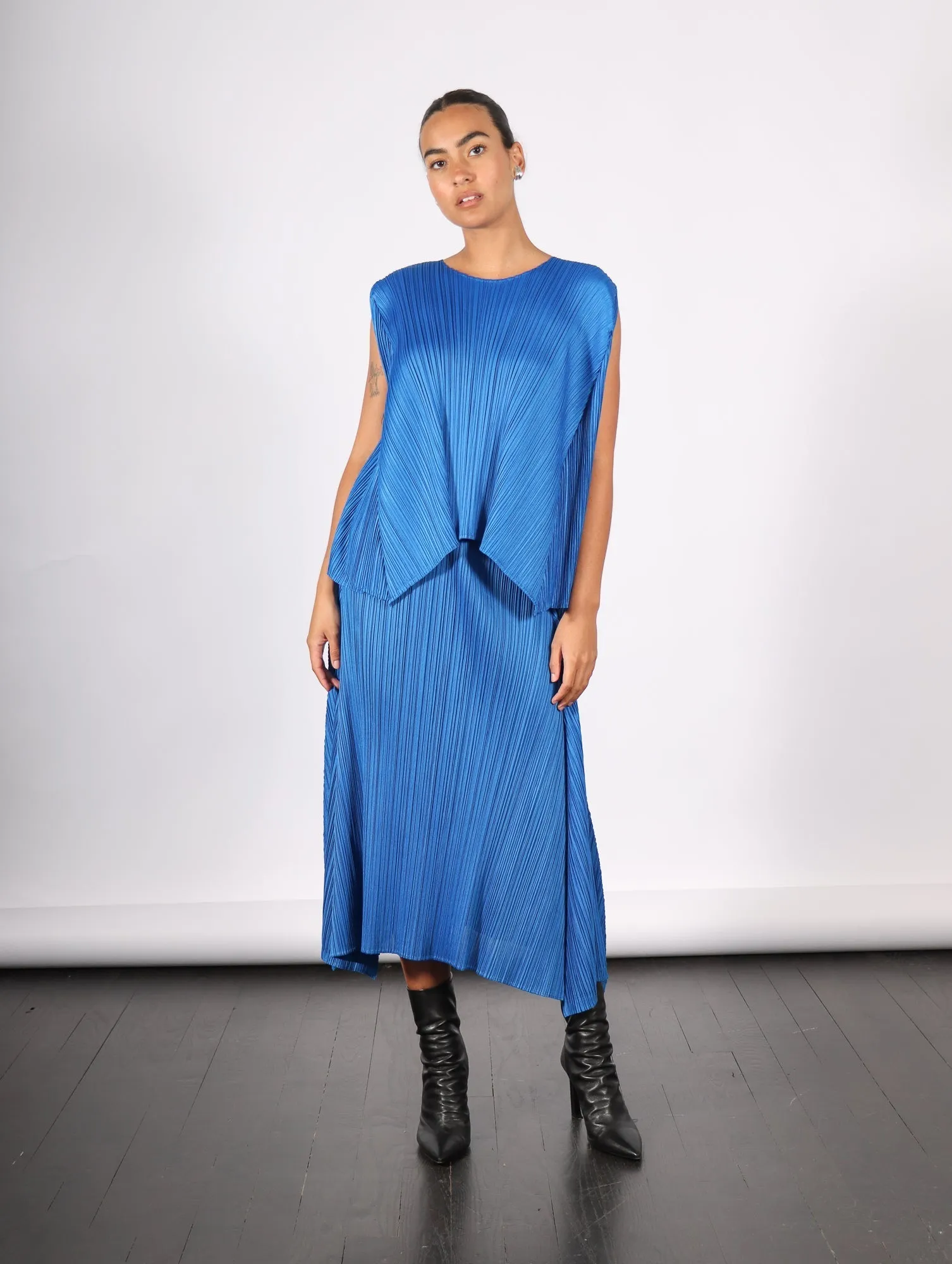 Efficient Square Skirt in Blue by Pleats Please Issey Miyake
