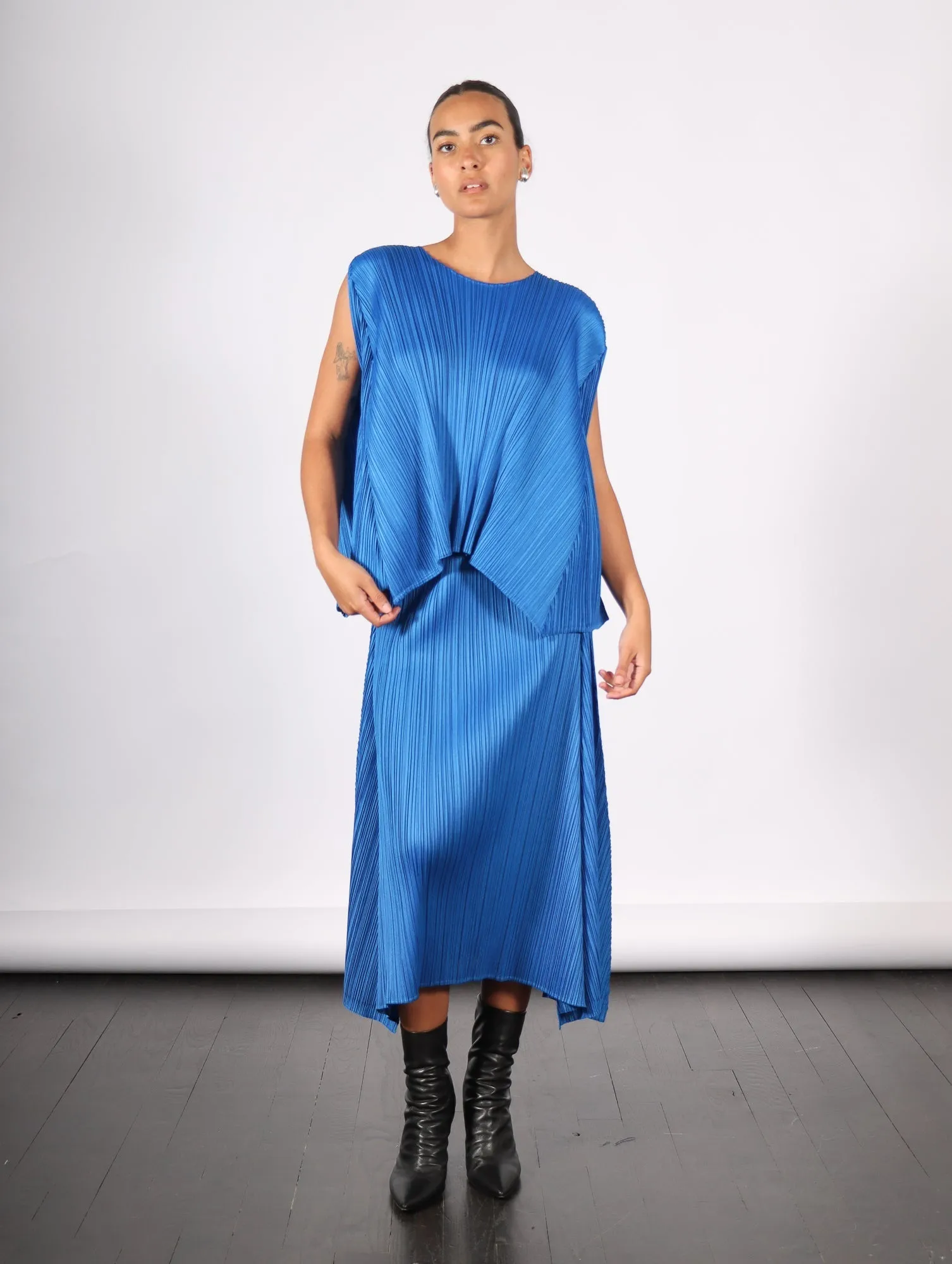Efficient Square Skirt in Blue by Pleats Please Issey Miyake