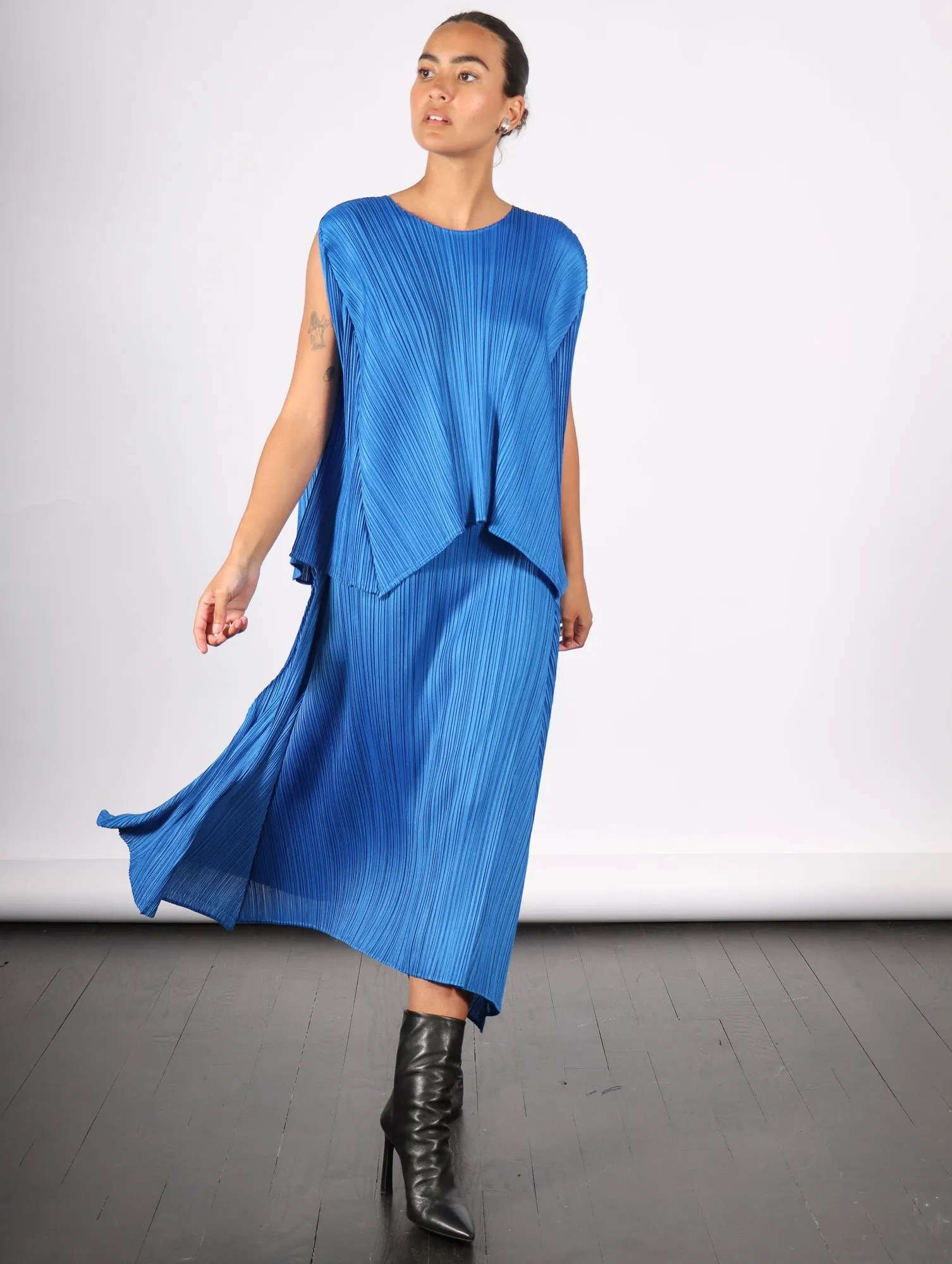 Efficient Square Skirt in Blue by Pleats Please Issey Miyake