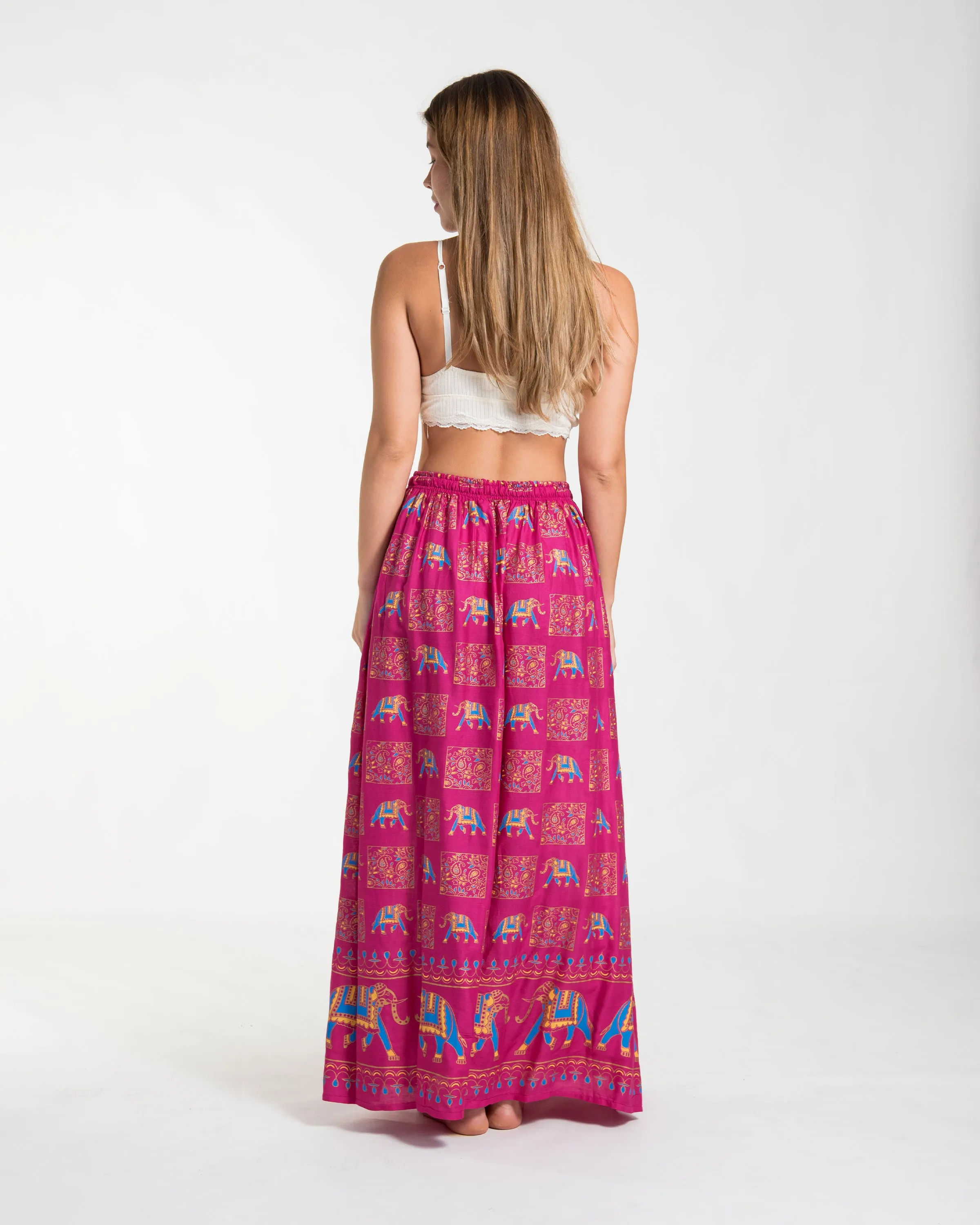 Elephant Print Midi Skirt in Pink