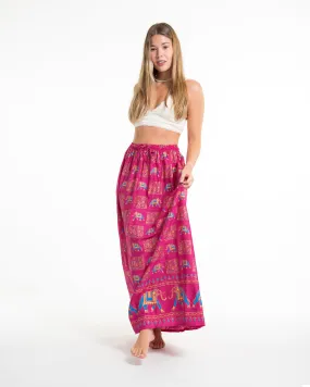 Elephant Print Midi Skirt in Pink