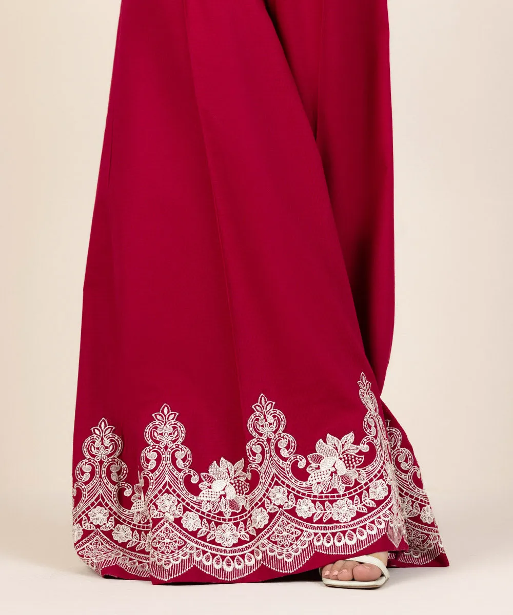 Embroidered Dobby Flared Pants