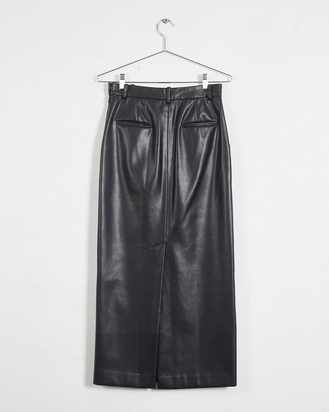 Esse 'classico' faux leather midi skirt, black, 8