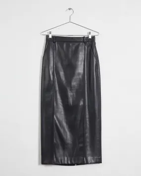 Esse 'classico' faux leather midi skirt, black, 8