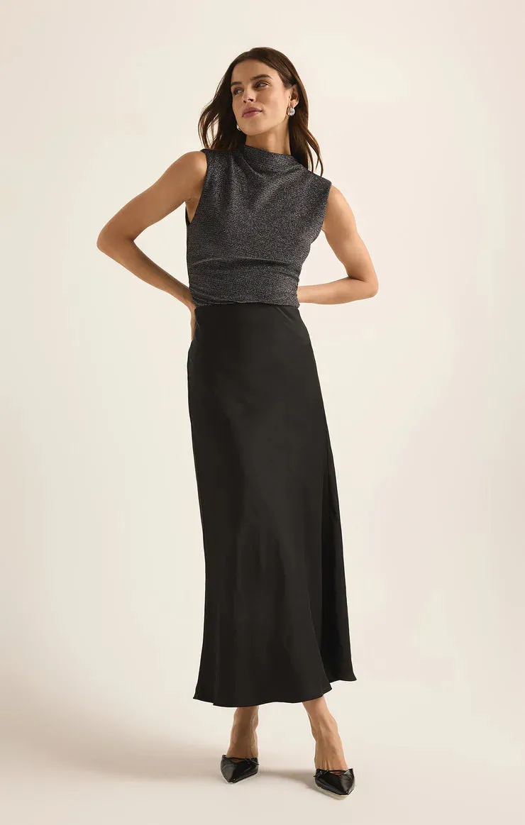 Europa Luxe Midi Skirt (Black)