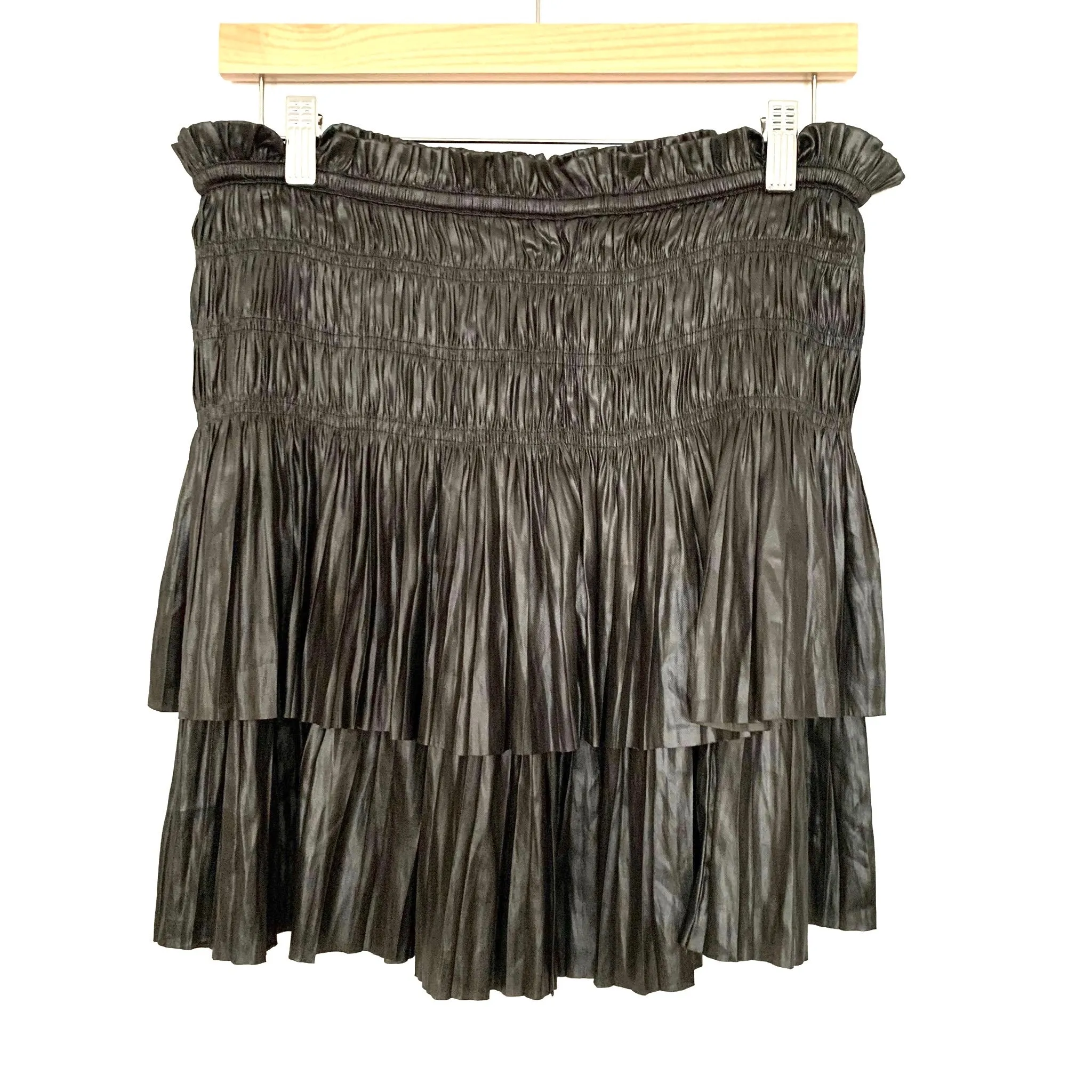 Fab'rik Charcoal Smocked Tiered Skirt- Size M