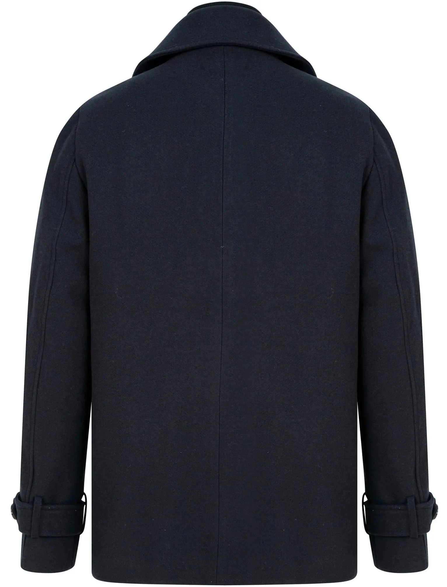 Finley Double Breasted Wool Look Pea Coat with Quilted Mock Insert in Navy - Tokyo Laundry