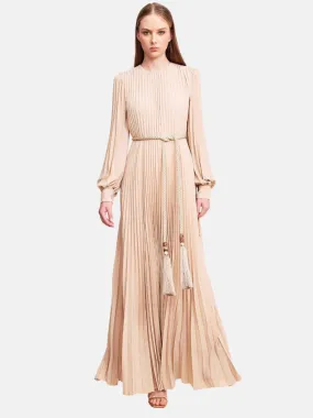 Fleece Chiffon Midi Dress in Biege