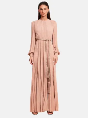Fleece Chiffon Midi Dress in Powder