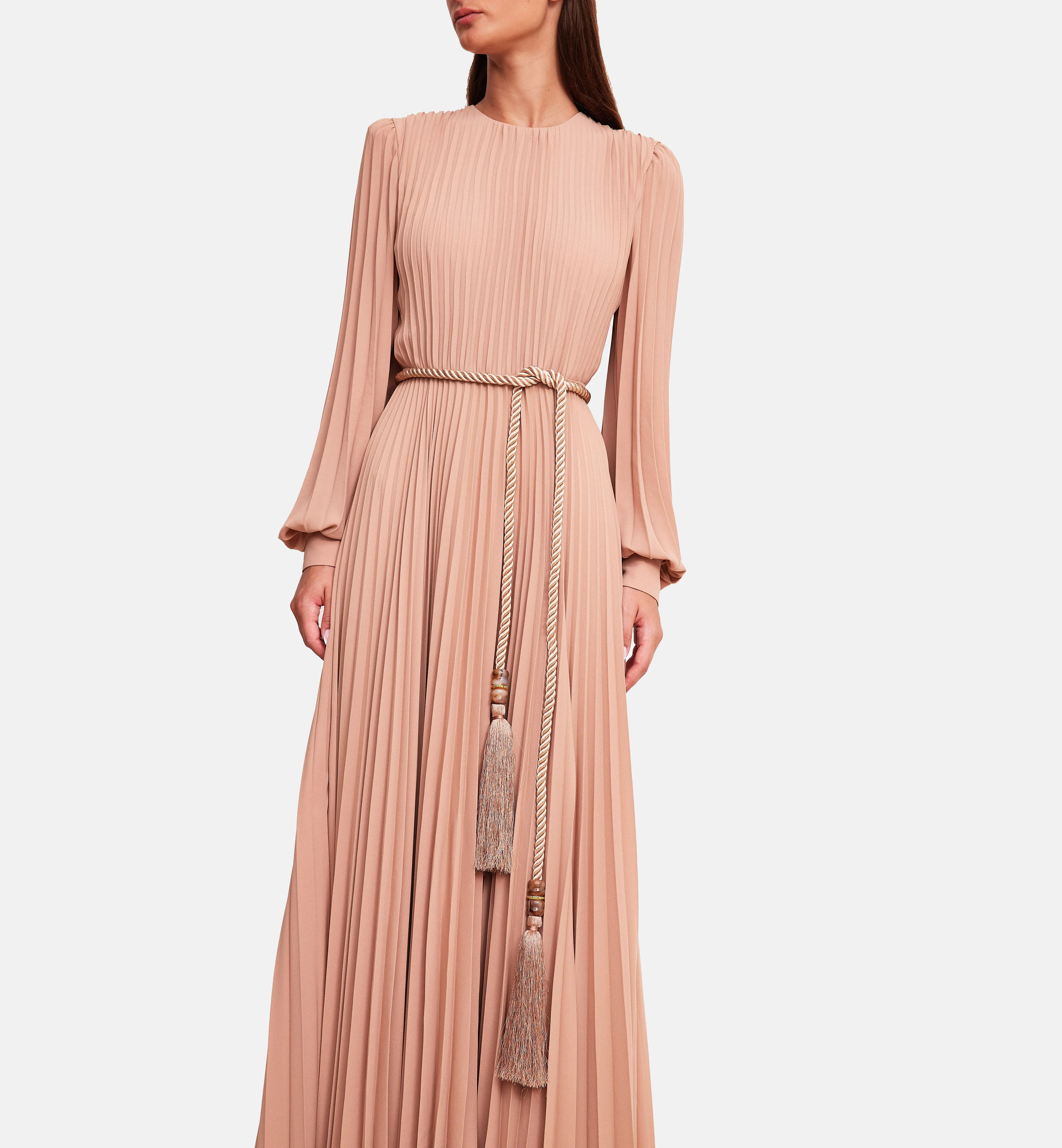 Fleece Chiffon Midi Dress in Powder