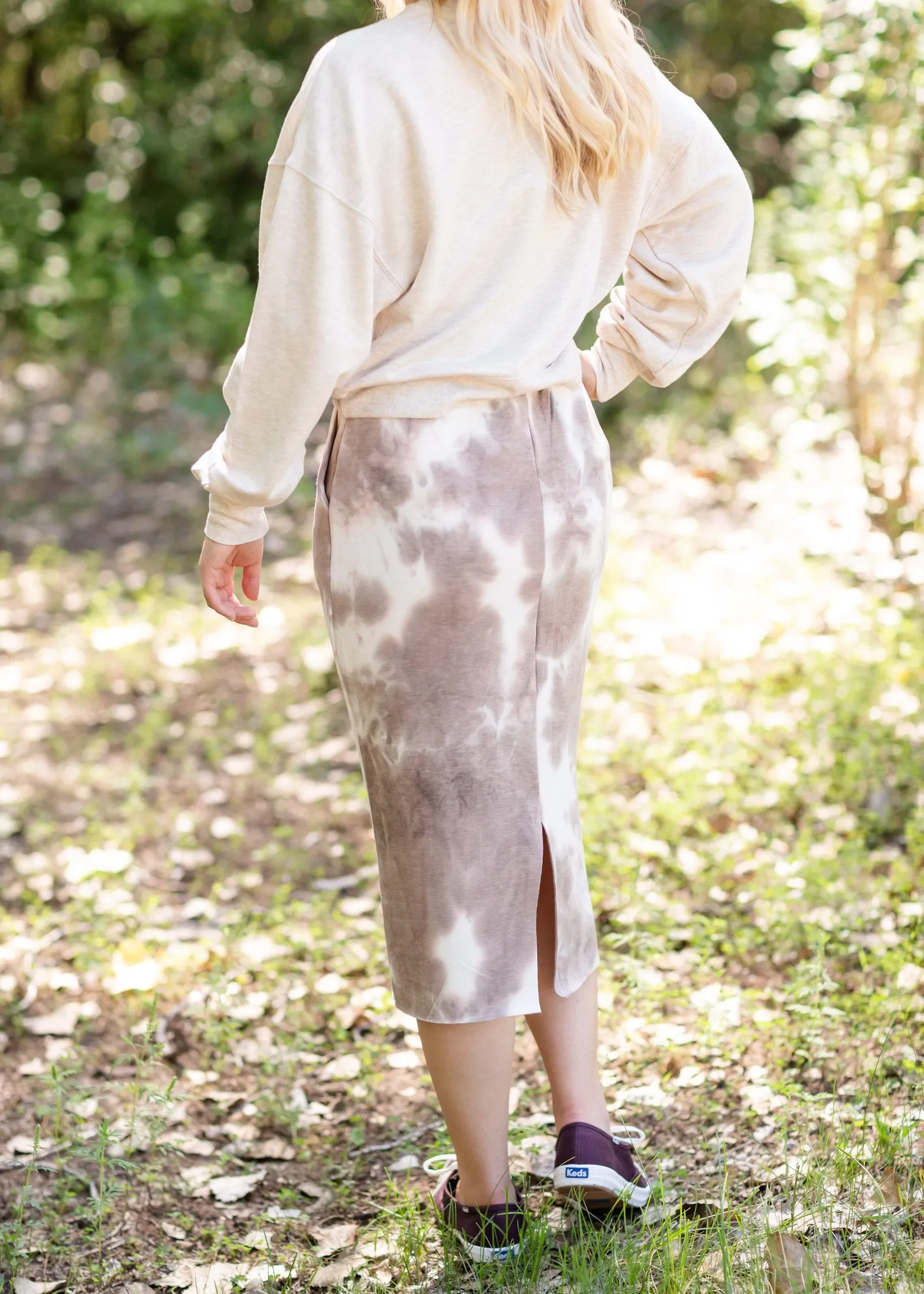 Fleece Lined Tie Dye Midi Skirt - FINAL SALE