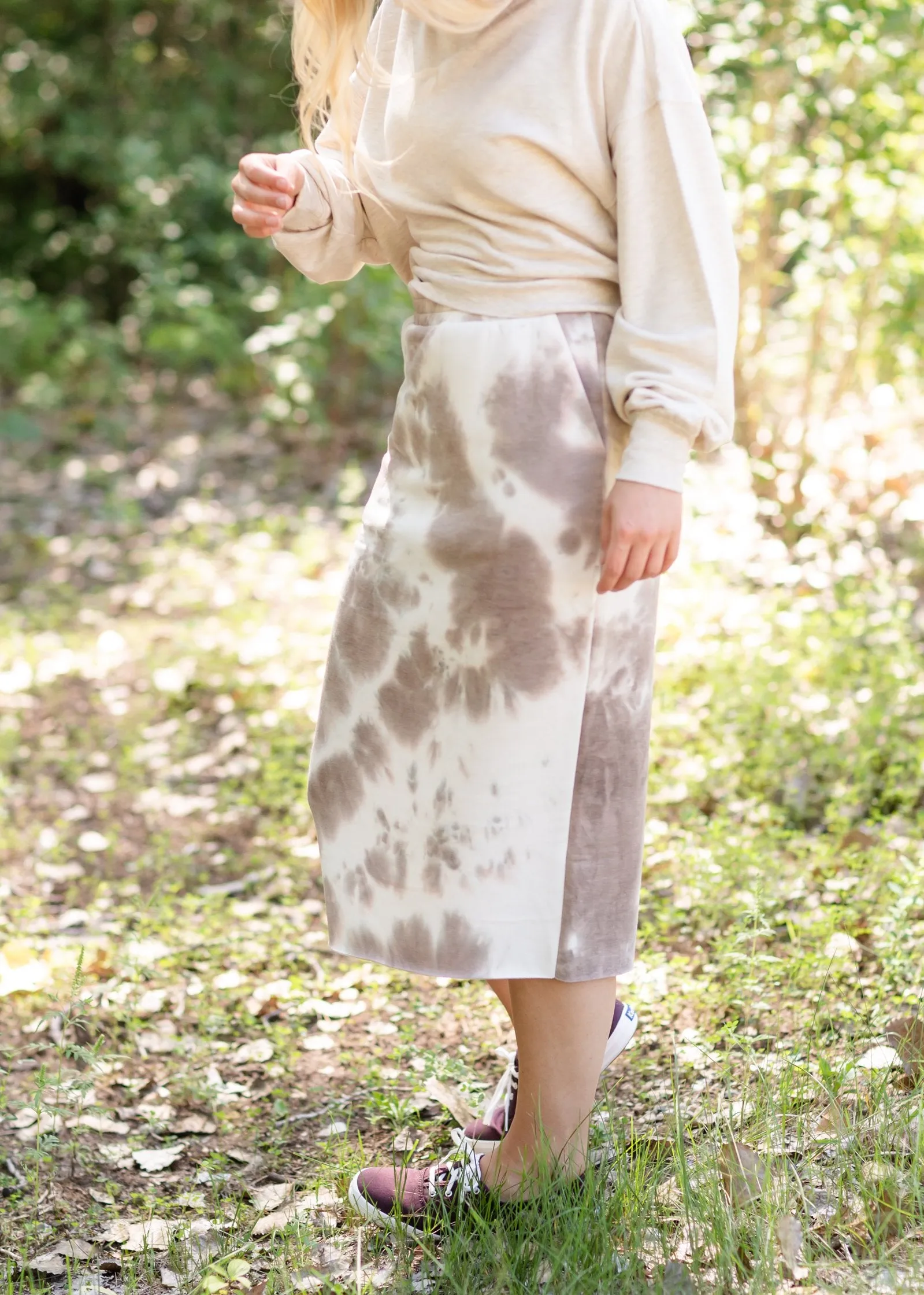 Fleece Lined Tie Dye Midi Skirt - FINAL SALE