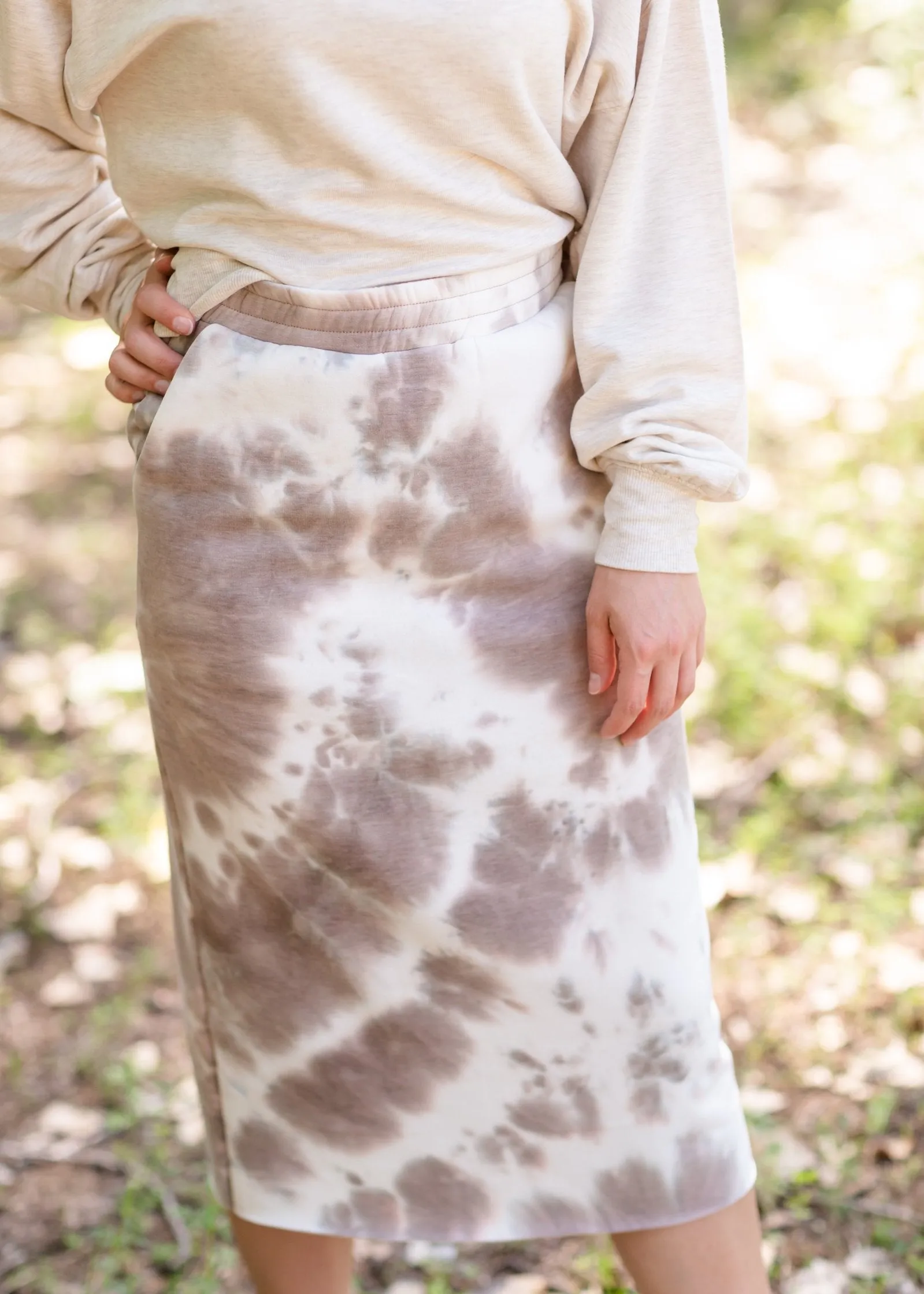 Fleece Lined Tie Dye Midi Skirt - FINAL SALE