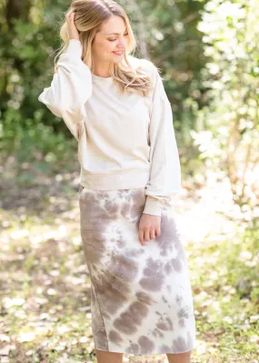 Fleece Lined Tie Dye Midi Skirt - FINAL SALE