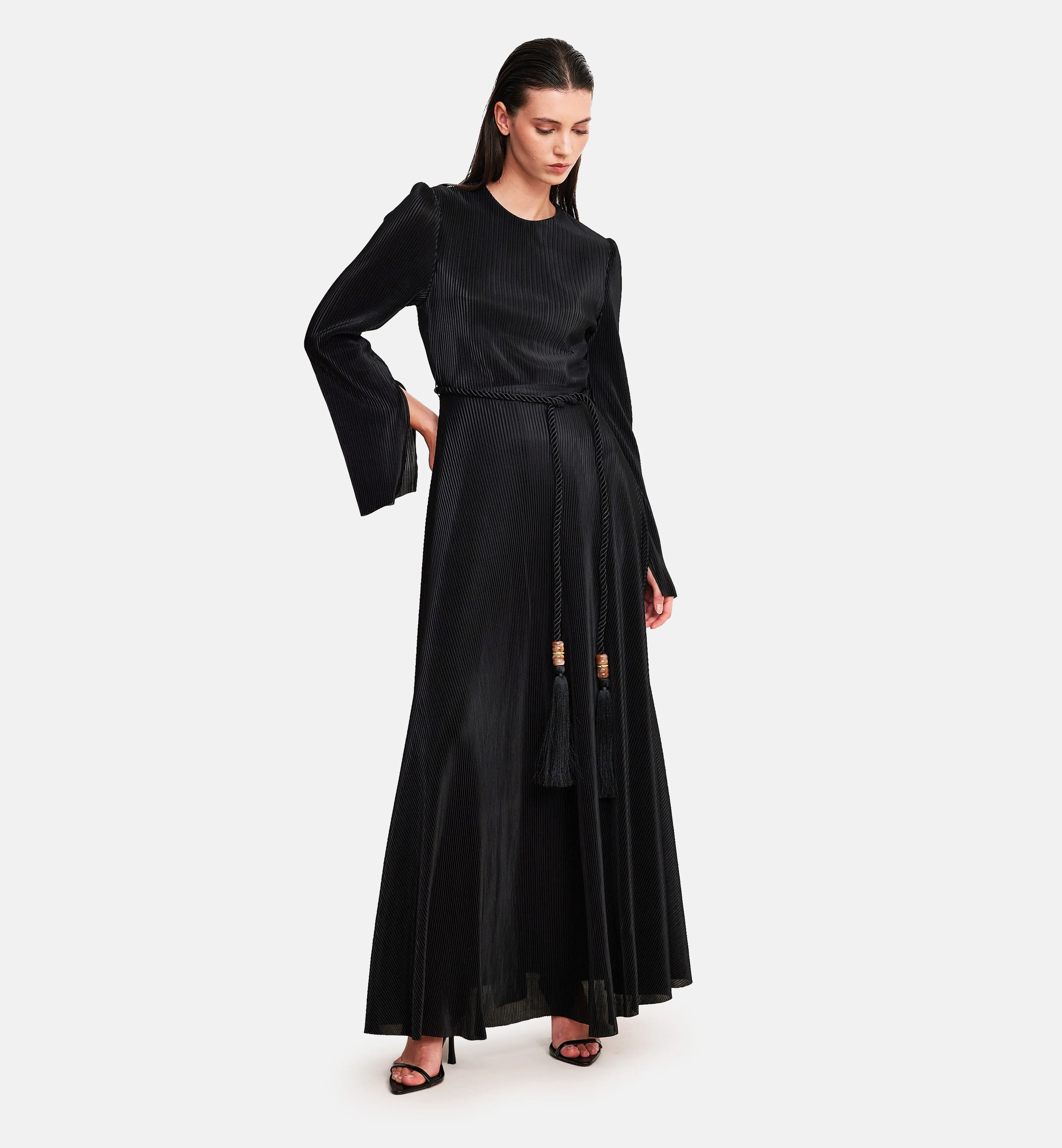 Fleece Midi Dress in Black