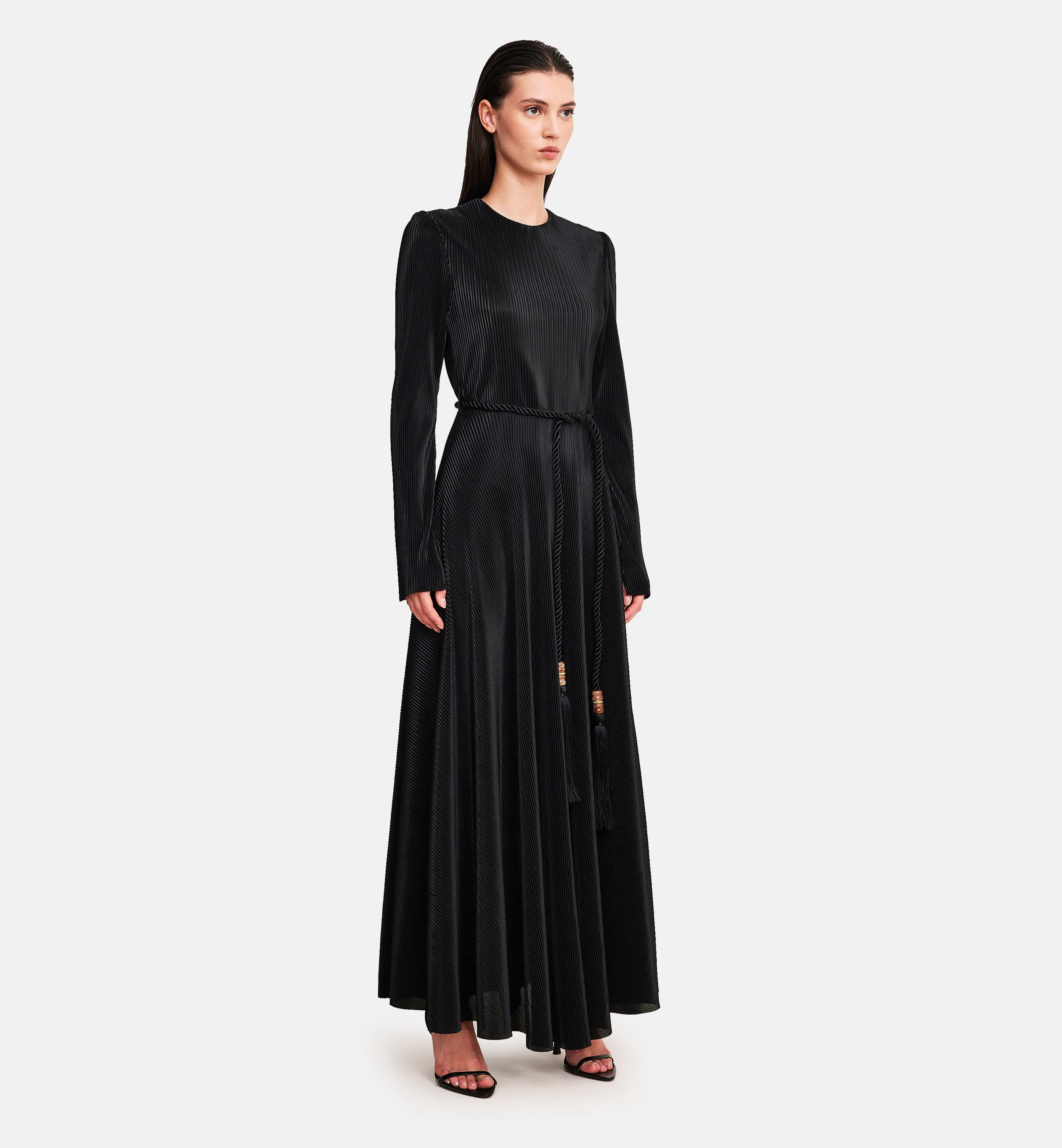Fleece Midi Dress in Black