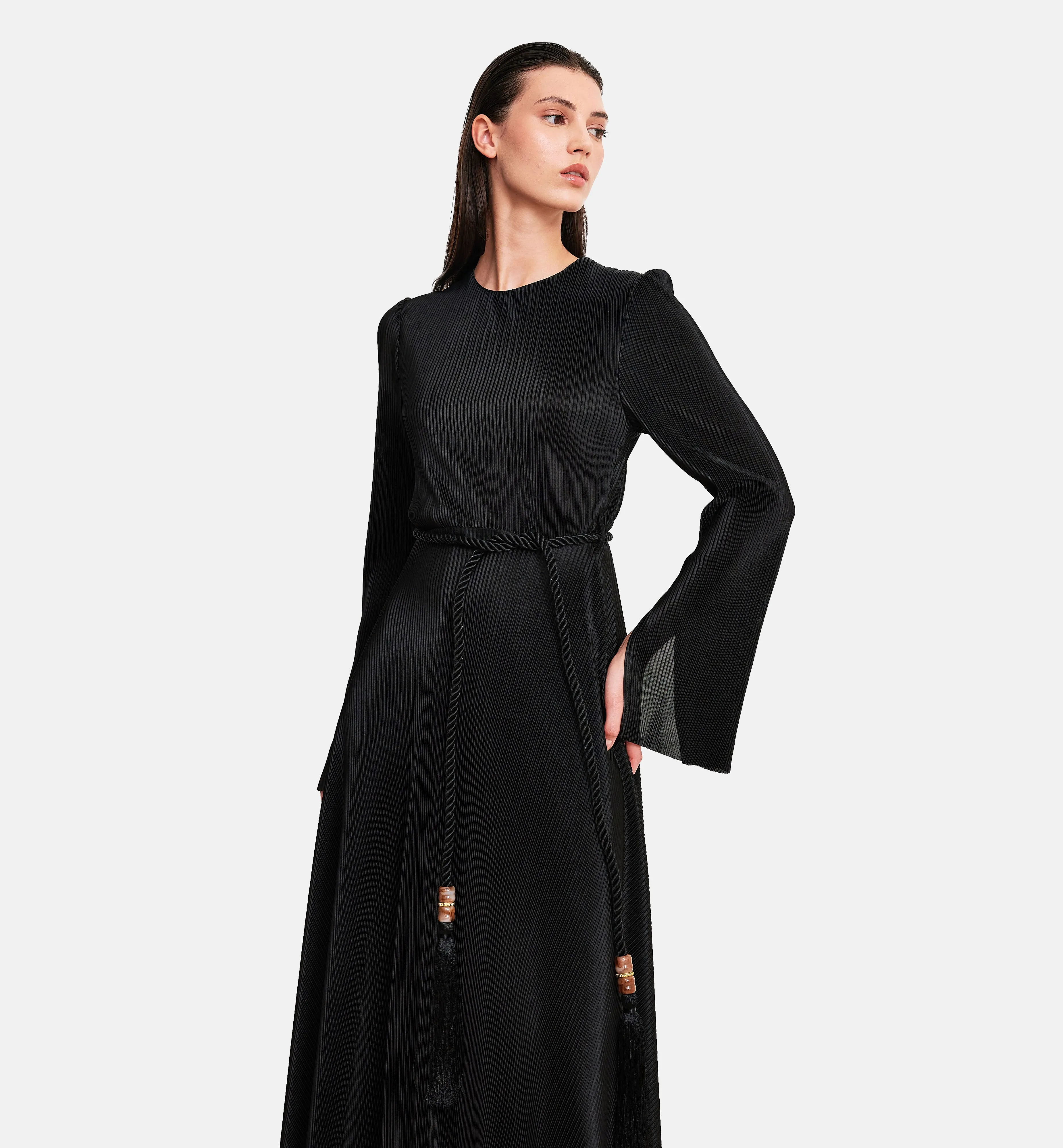 Fleece Midi Dress in Black