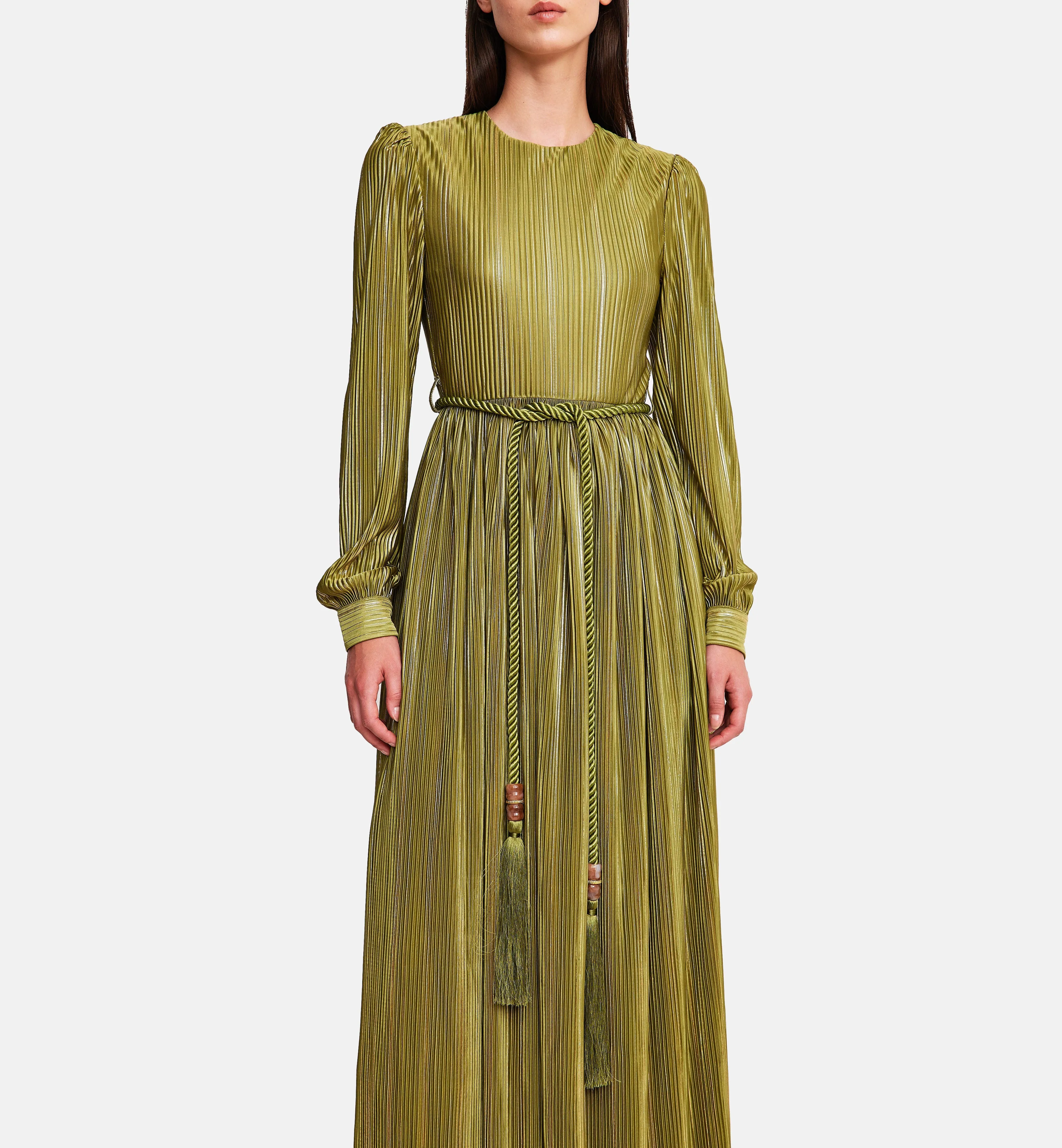 Fleece with Lurex Midi Dress in Green