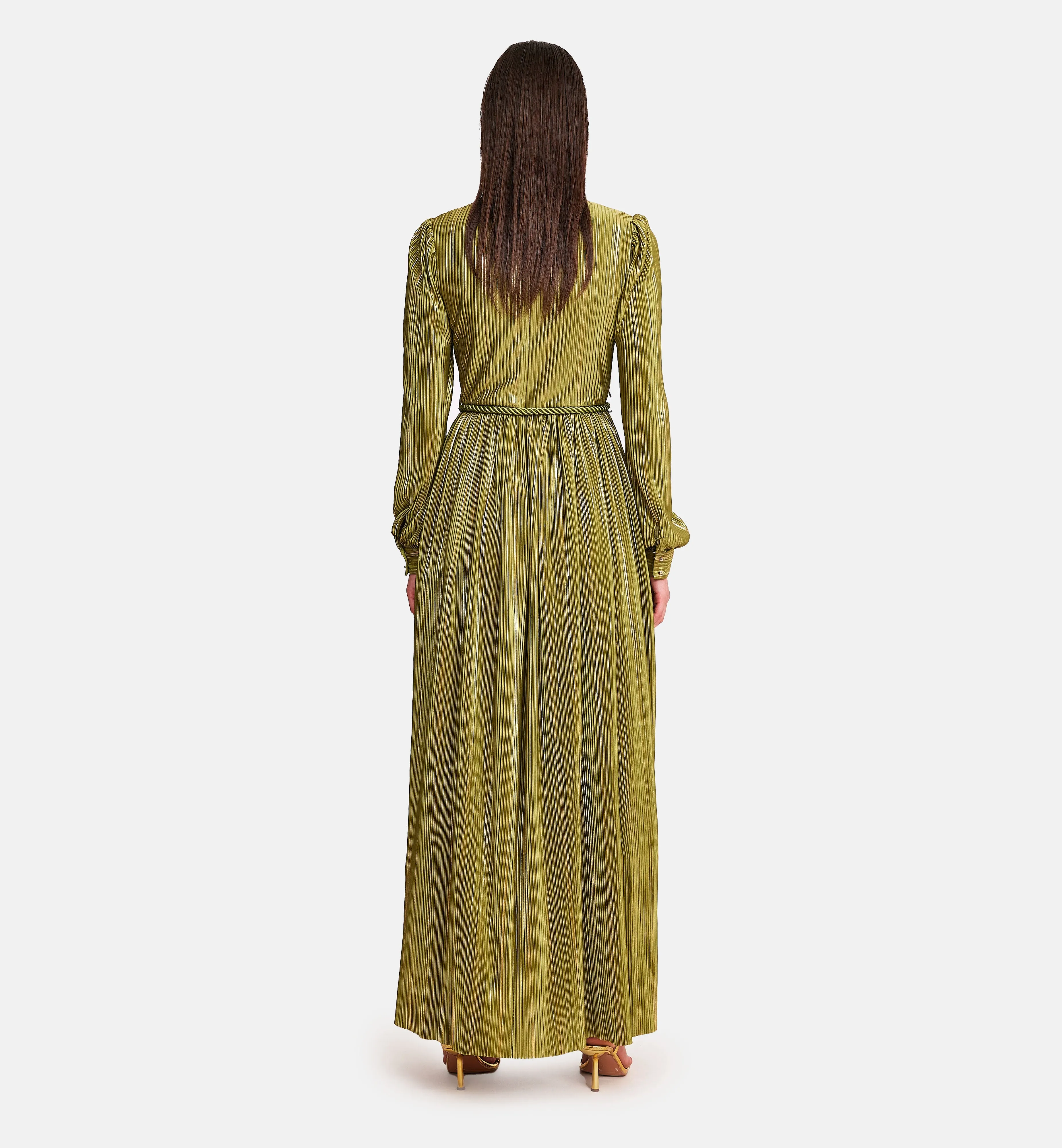 Fleece with Lurex Midi Dress in Green