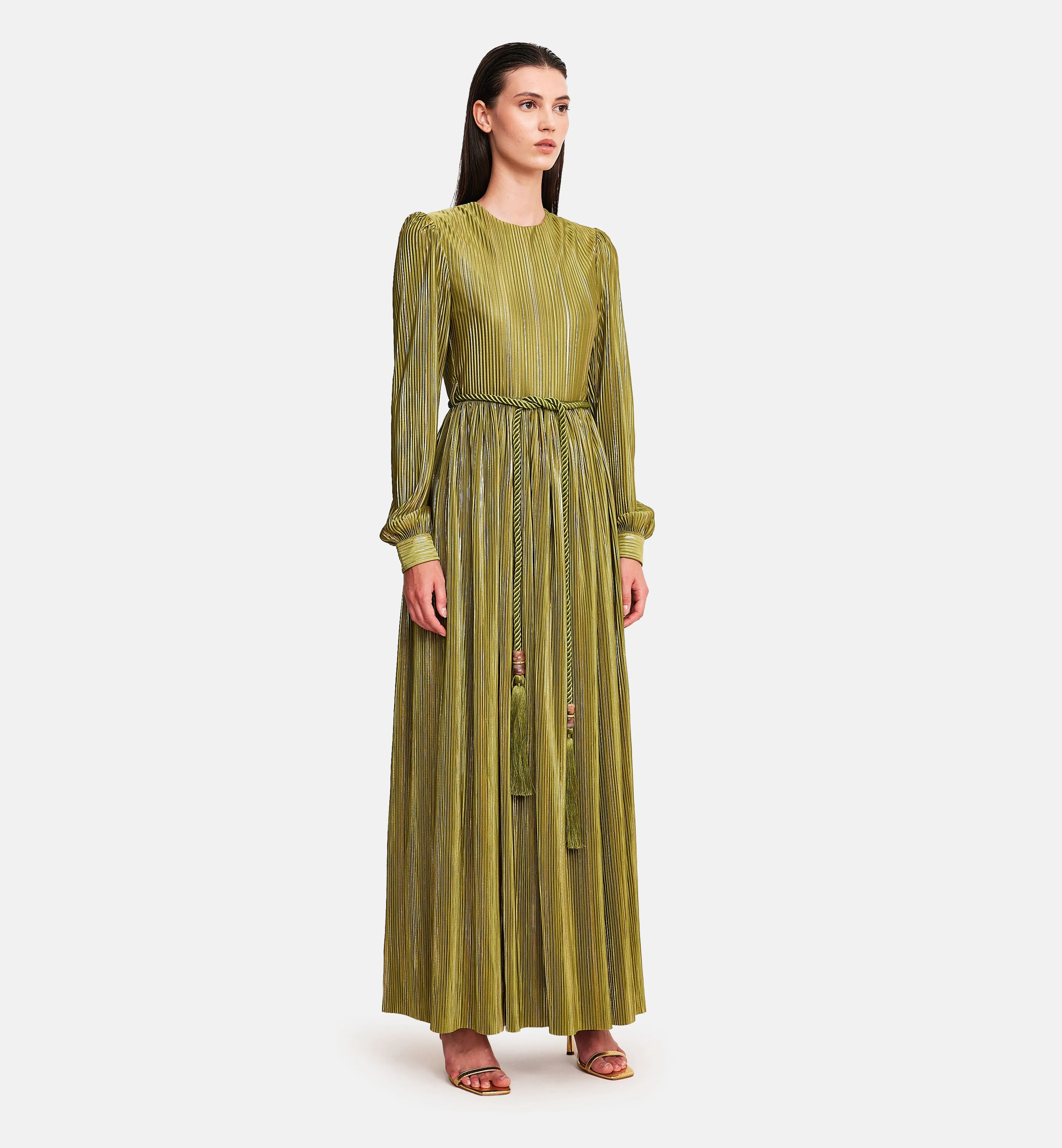 Fleece with Lurex Midi Dress in Green
