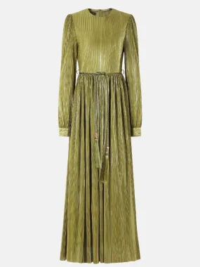 Fleece with Lurex Midi Dress in Green