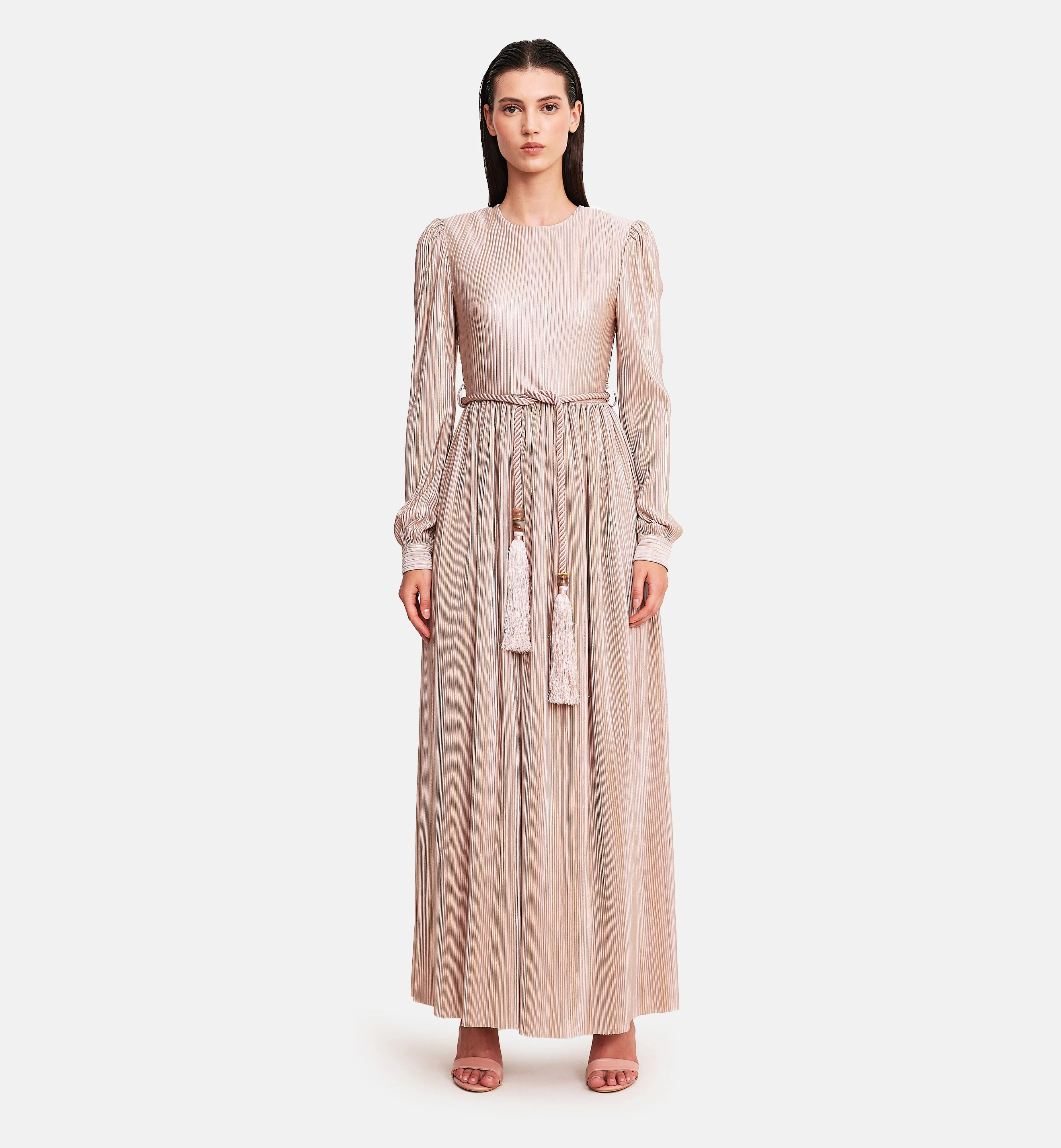 Fleece with Lurex Midi Dress in Powder