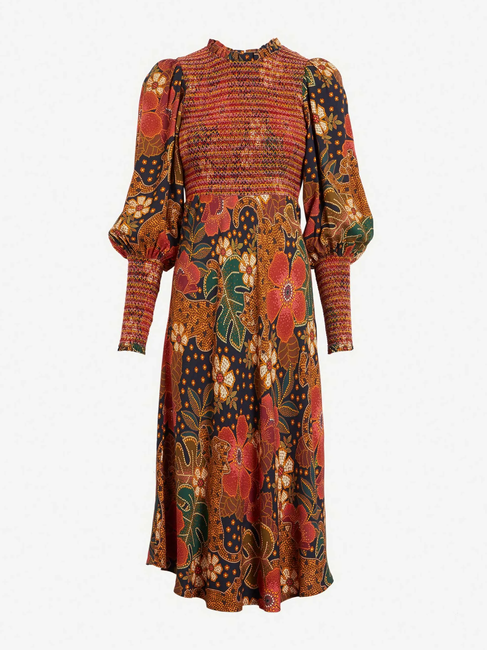 Flowered leopard midi dress