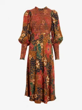 Flowered leopard midi dress