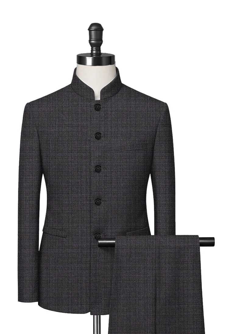 Fossil Grey Mandarin Collar Suit