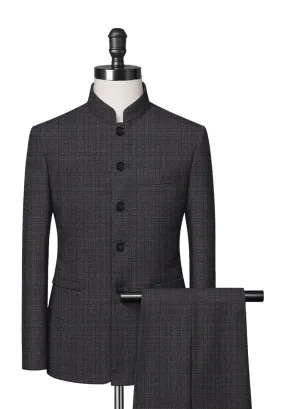 Fossil Grey Mandarin Collar Suit